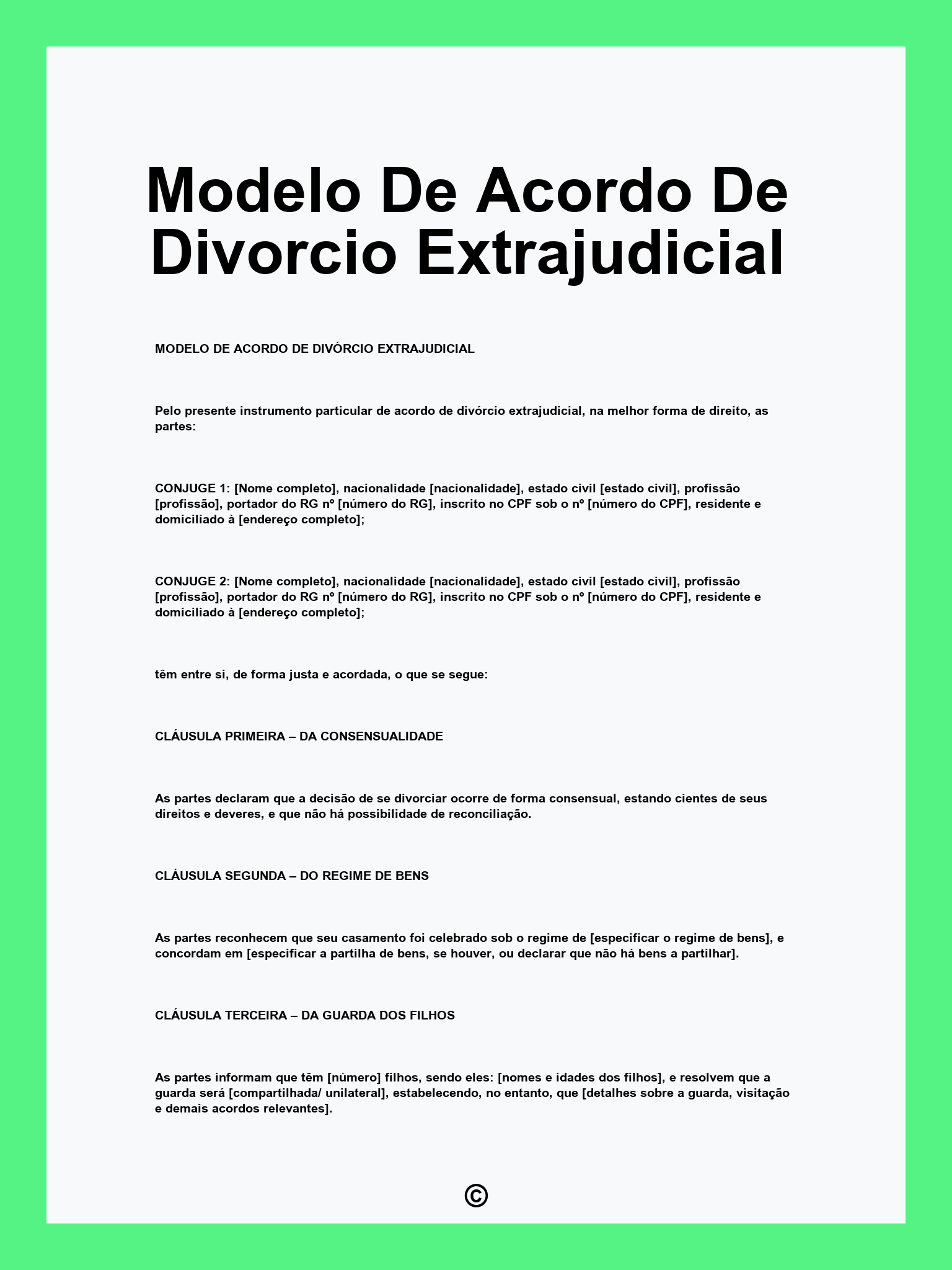 Modelo De Acordo De Divorcio Extrajudicial