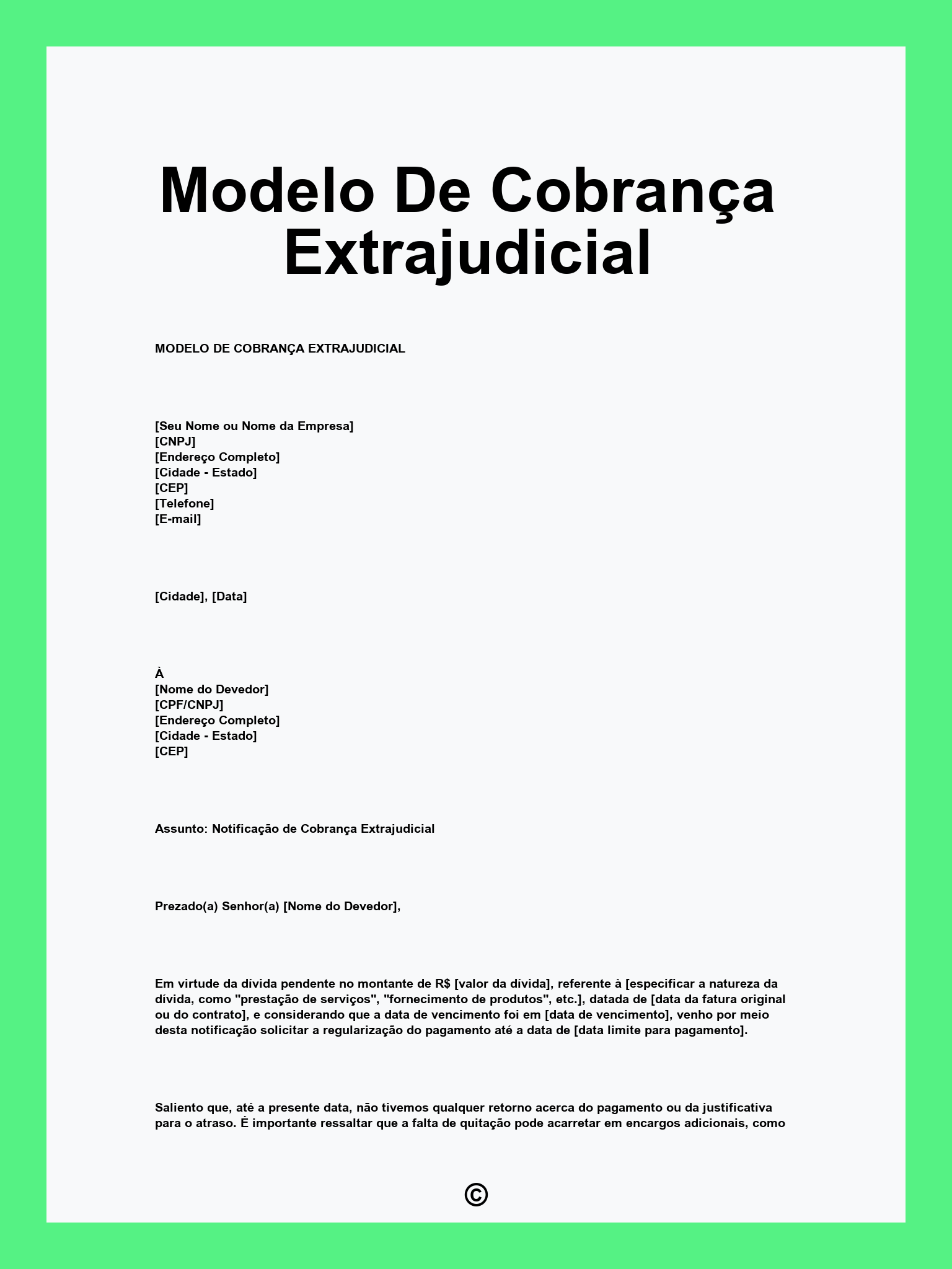 Modelo De Cobrança Extrajudicial