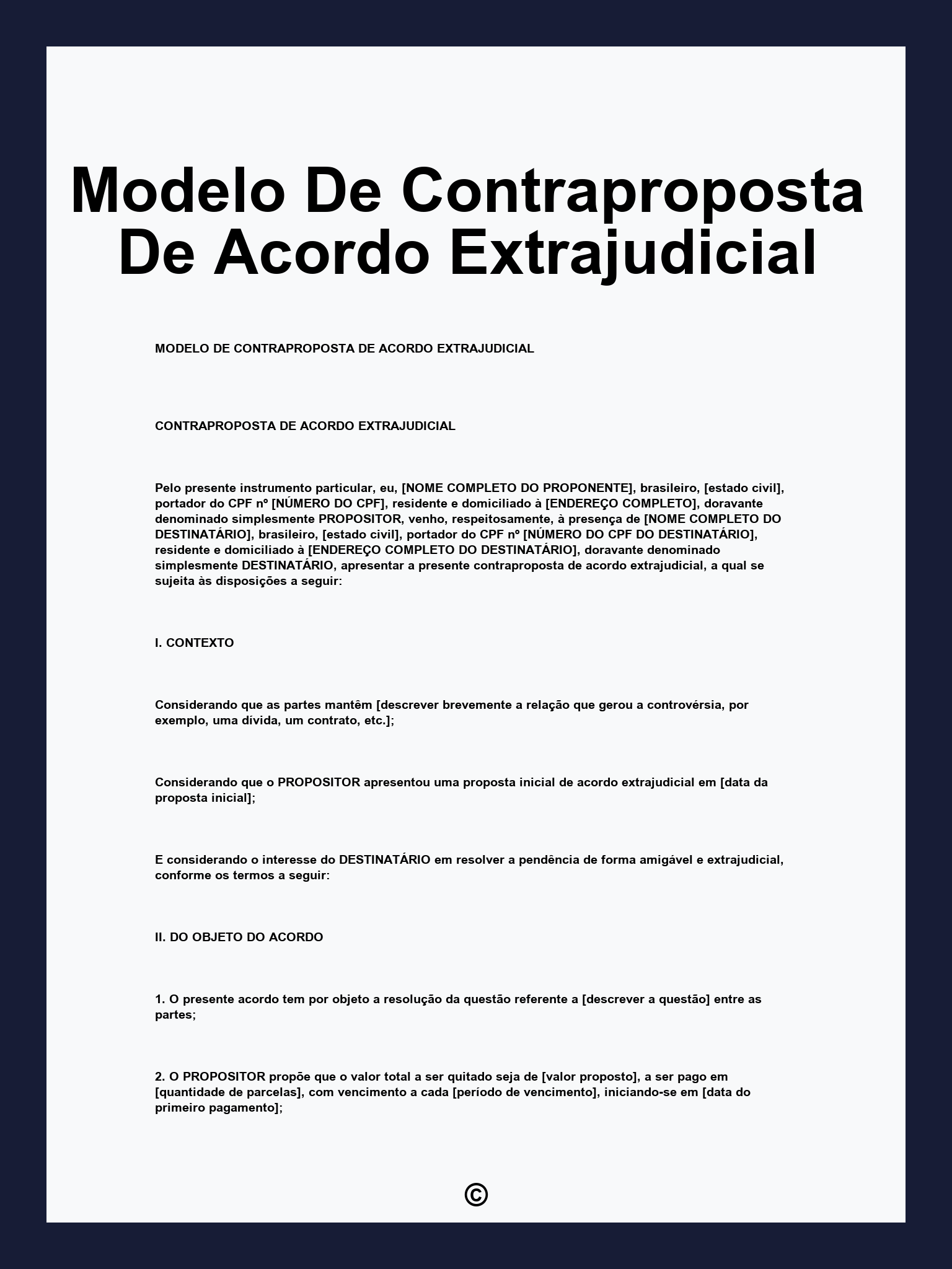 Modelo De Contraproposta De Acordo Extrajudicial