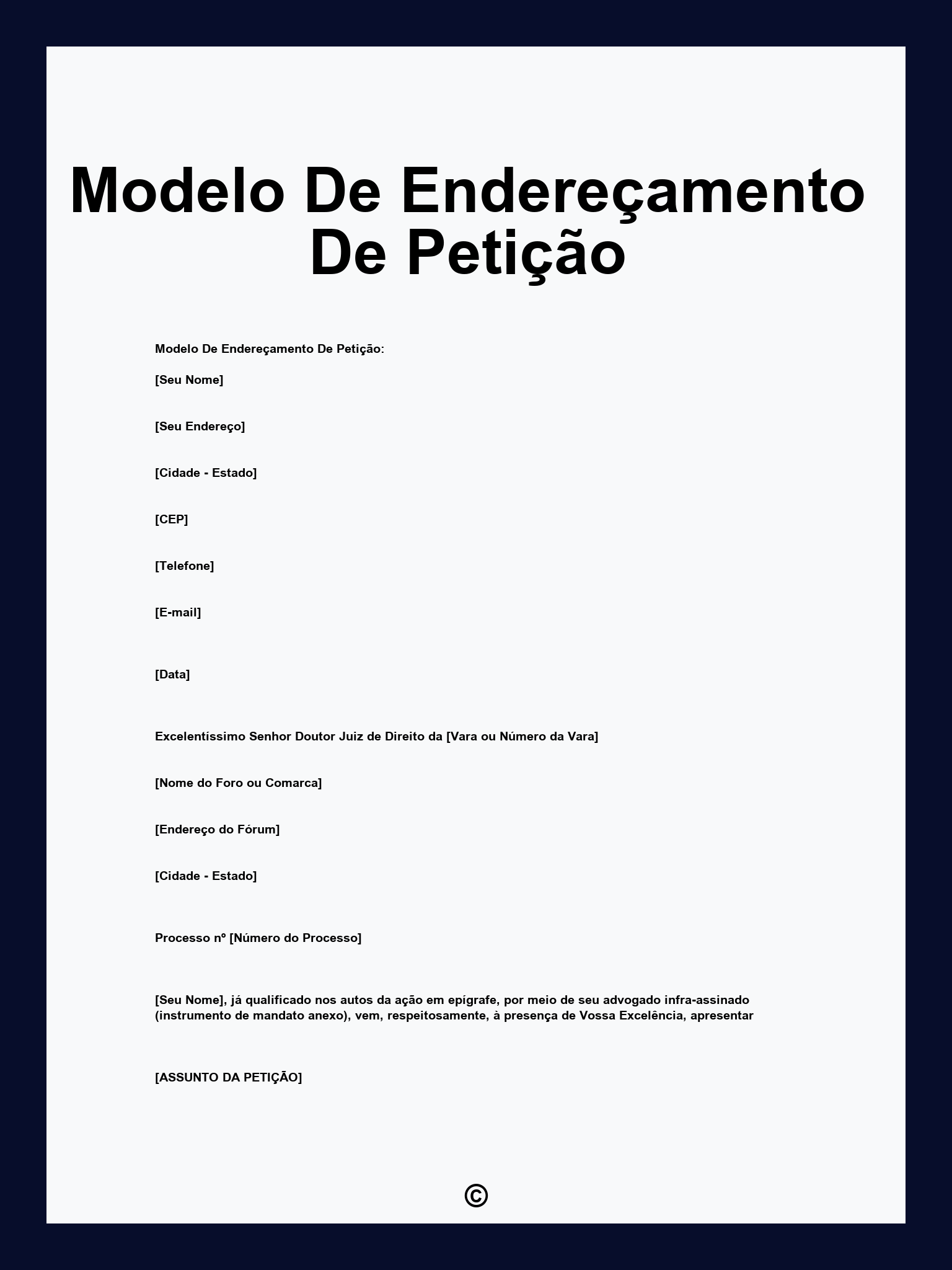 Modelo De Endereçamento De Petição