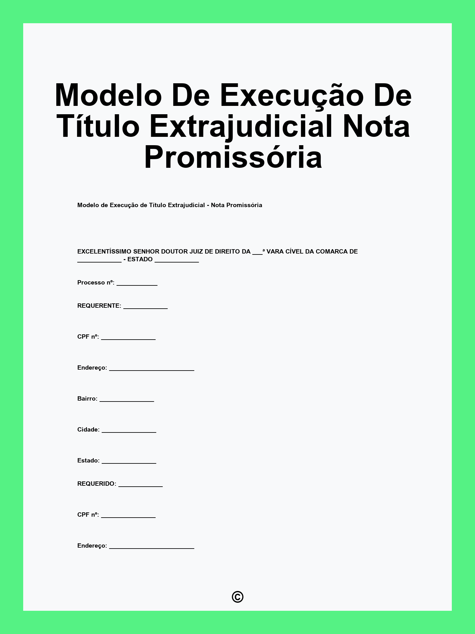 Modelo De Execução De Título Extrajudicial Nota Promissória