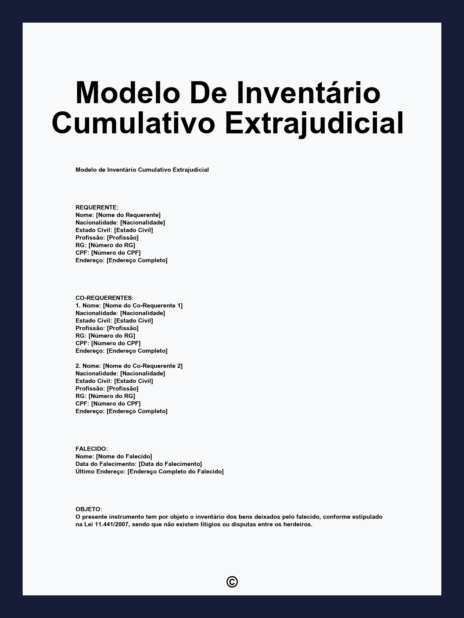 Modelo De Inventário Cumulativo Extrajudicial