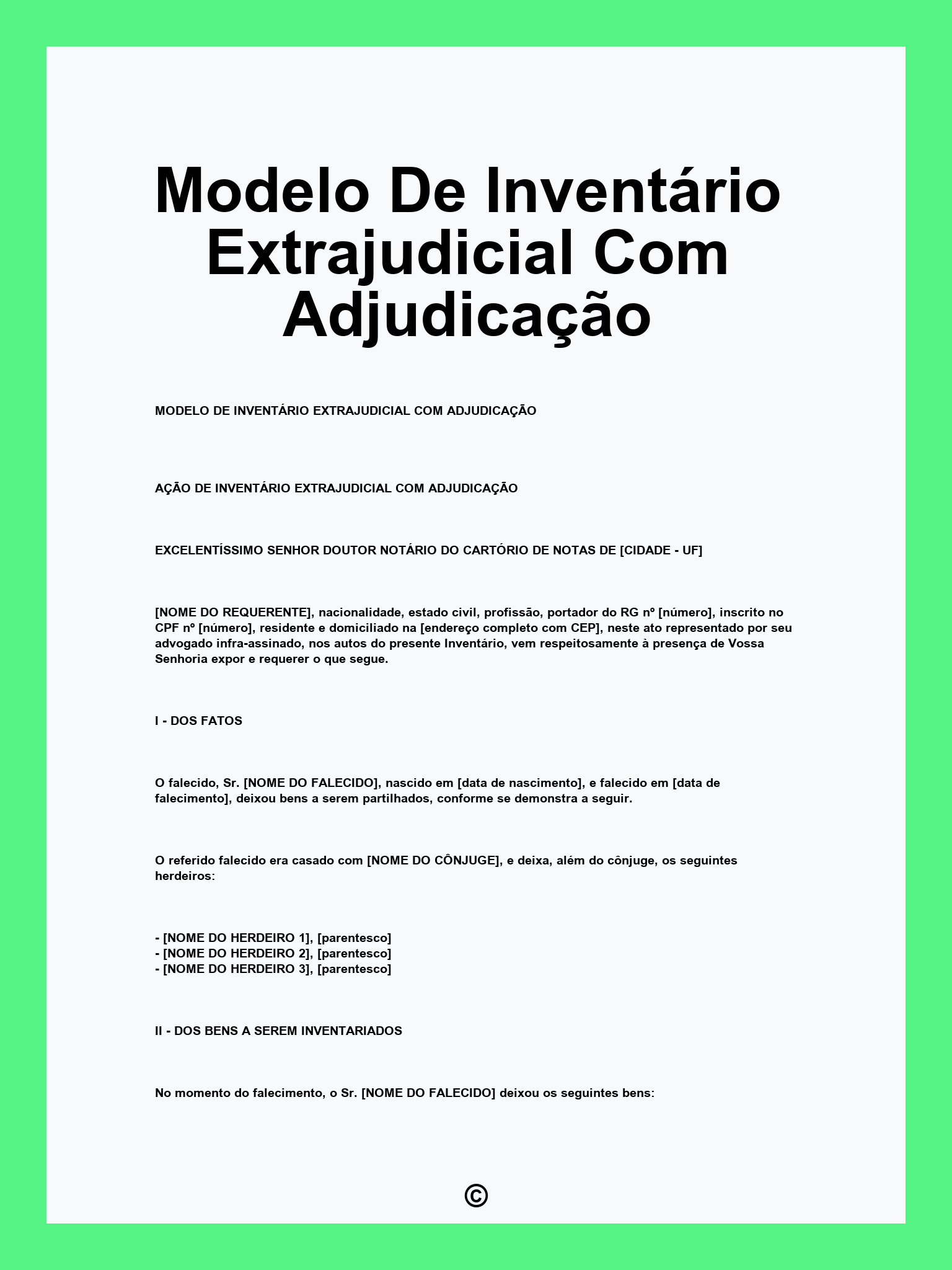 Modelo De Inventário Extrajudicial Com Adjudicação