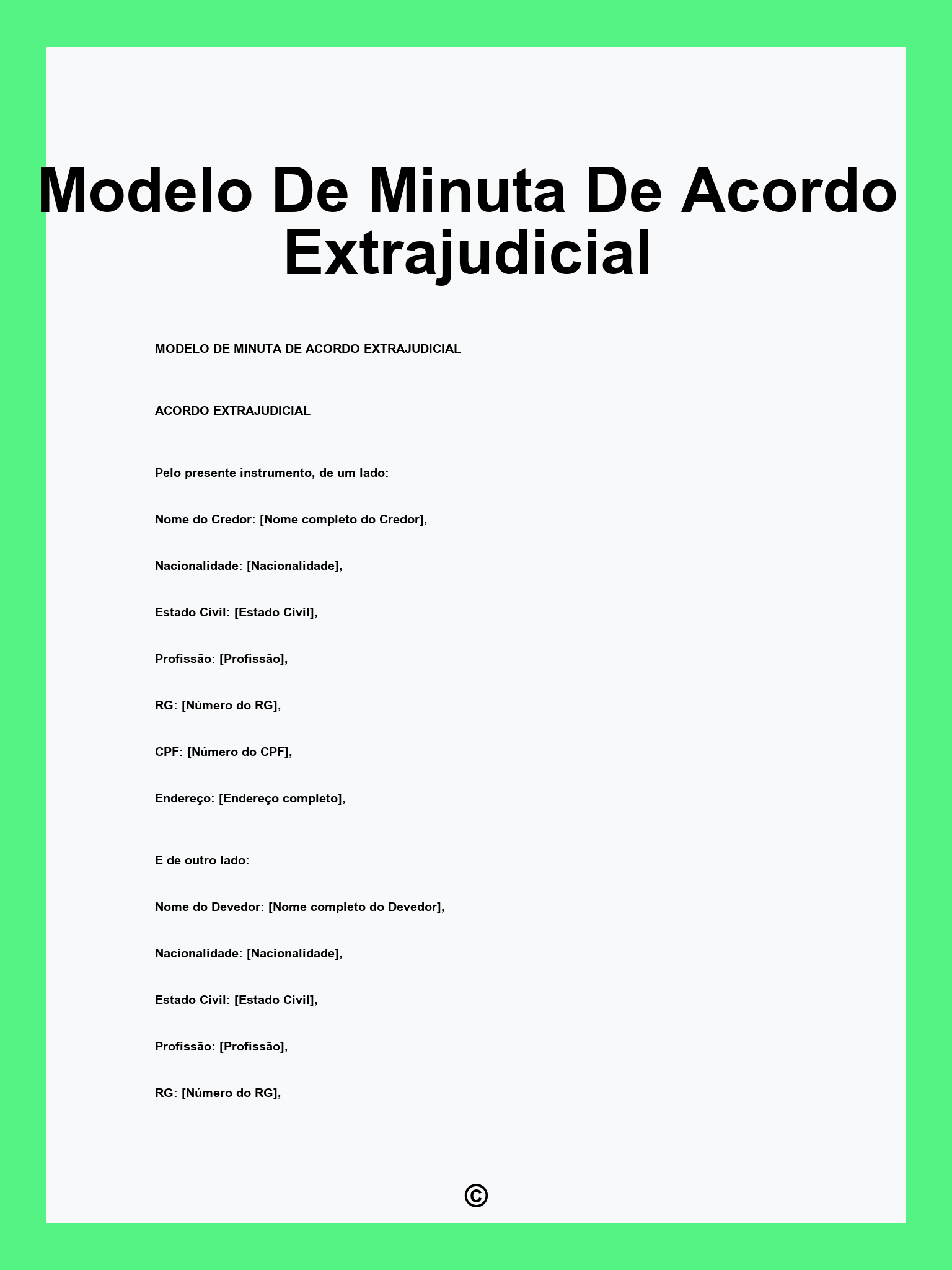 Modelo De Minuta De Acordo Extrajudicial