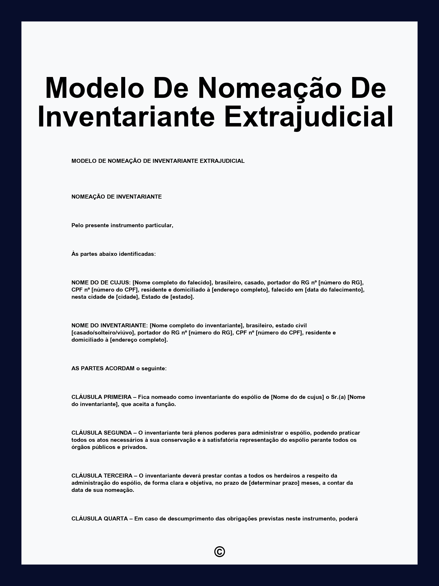 Modelo De Nomeação De Inventariante Extrajudicial