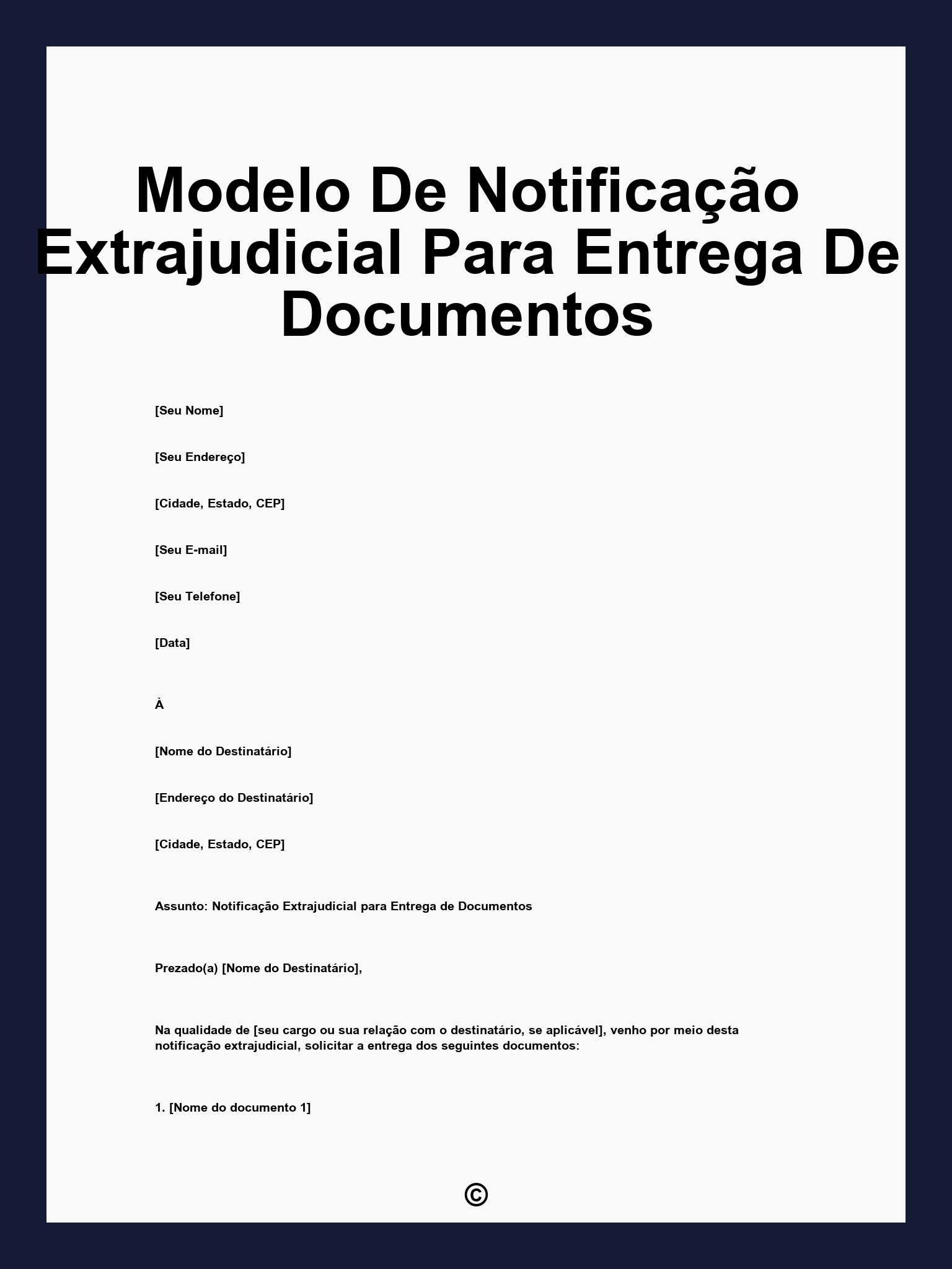 Modelo De Notificação Extrajudicial Para Entrega De Documentos