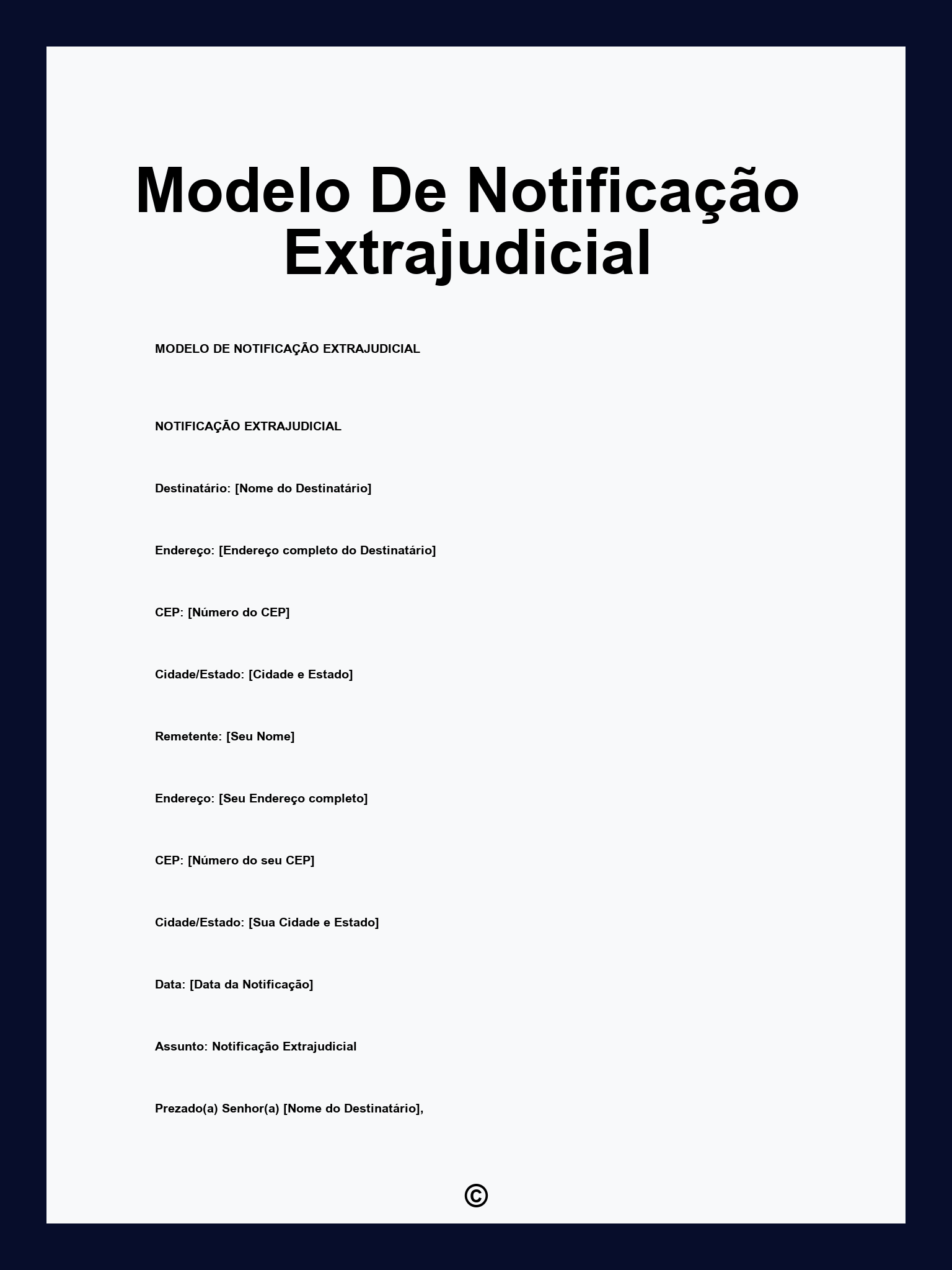 Modelo De Notificação Extrajudicial