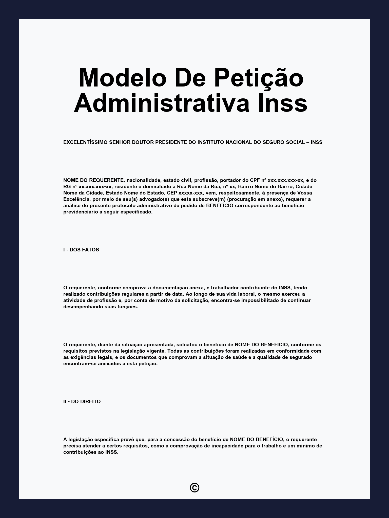 Modelo De Petição Administrativa Inss