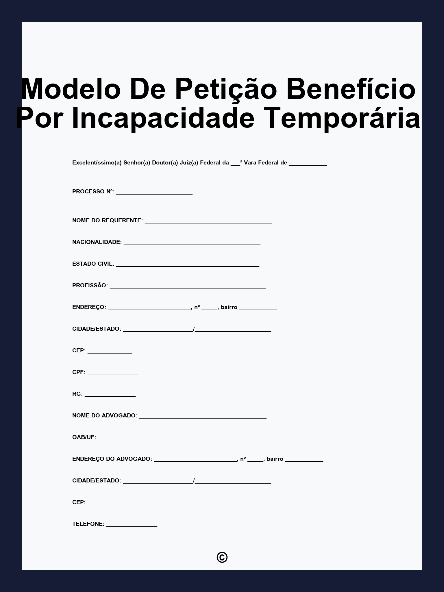 Modelo De Petição Benefício Por Incapacidade Temporária