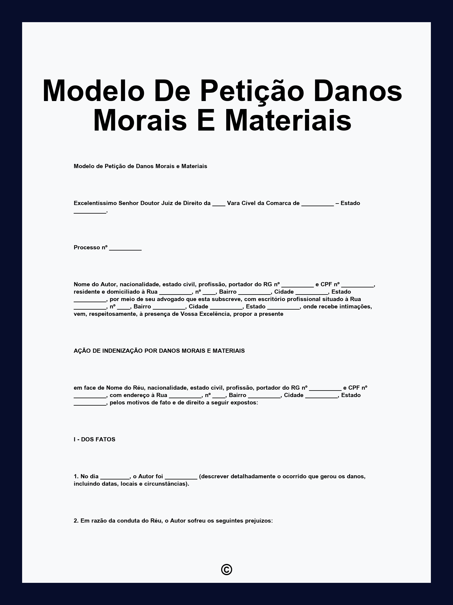 Modelo De Petição Danos Morais E Materiais