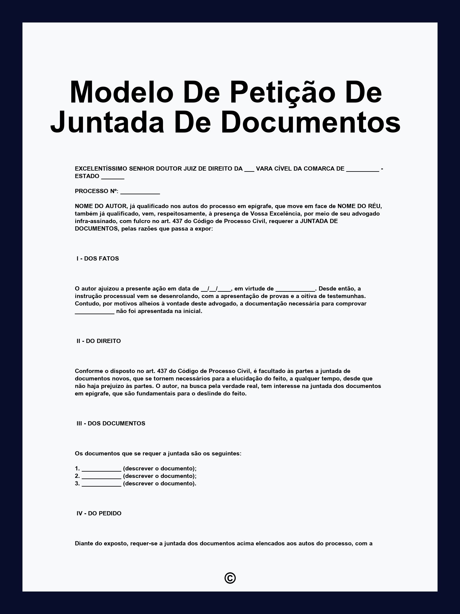 Modelo De Petição De Juntada De Documentos