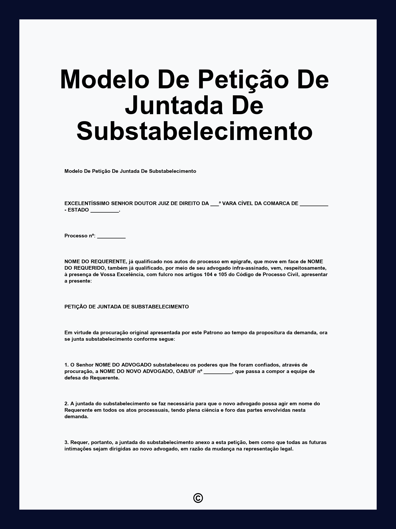 Modelo De Petição De Juntada De Substabelecimento