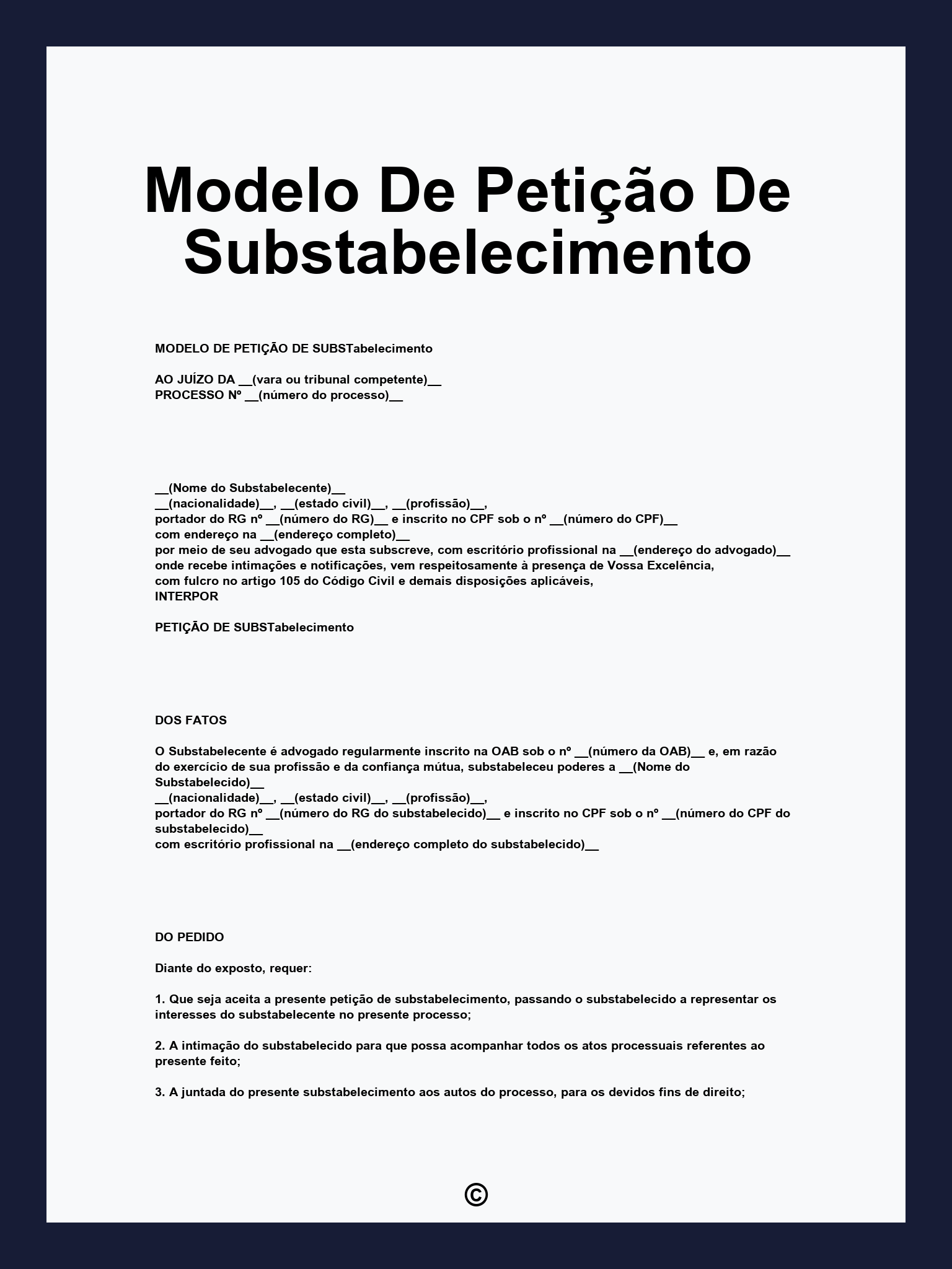 Modelo De Petição De Substabelecimento