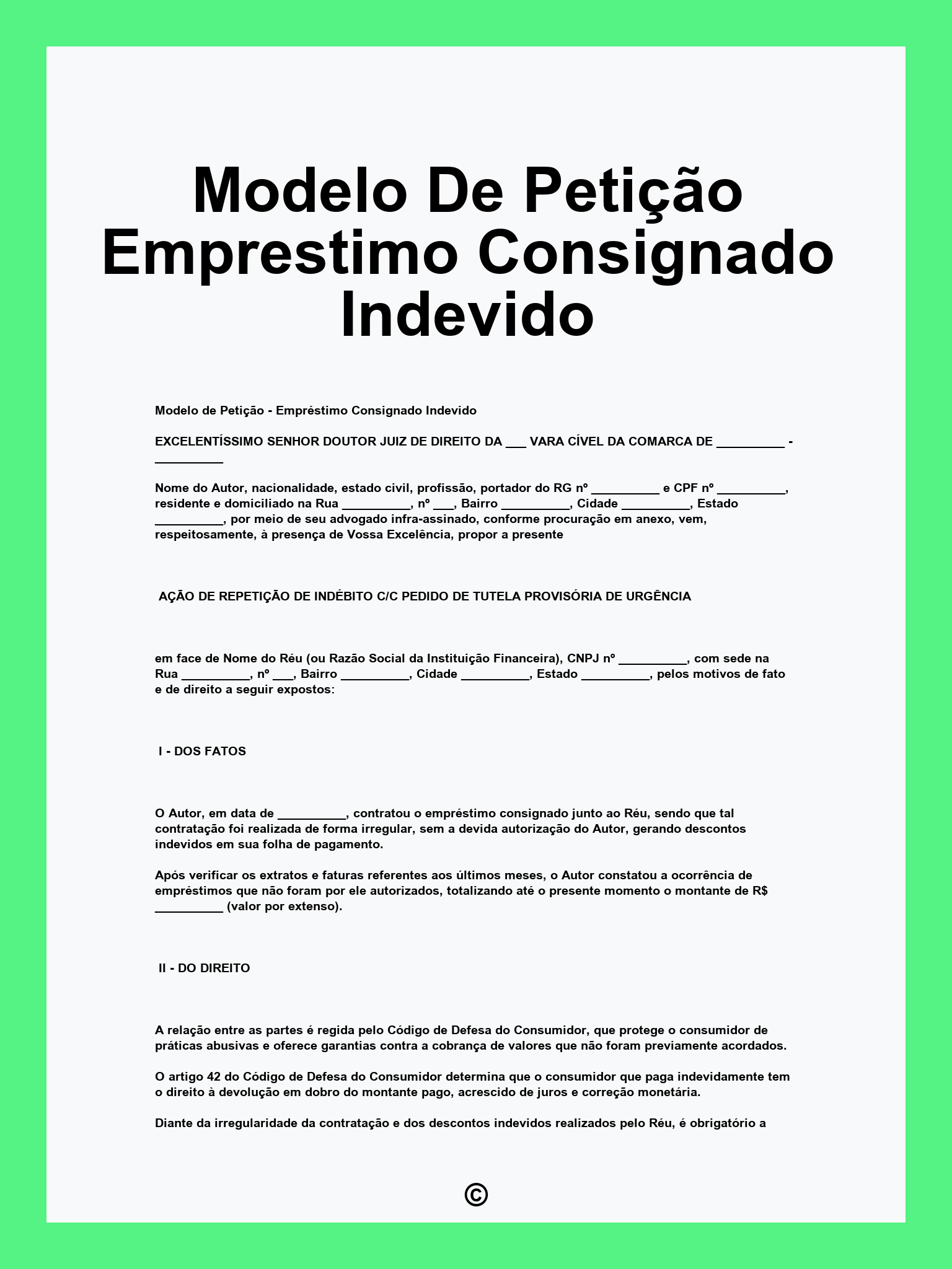 Modelo De Petição Emprestimo Consignado Indevido