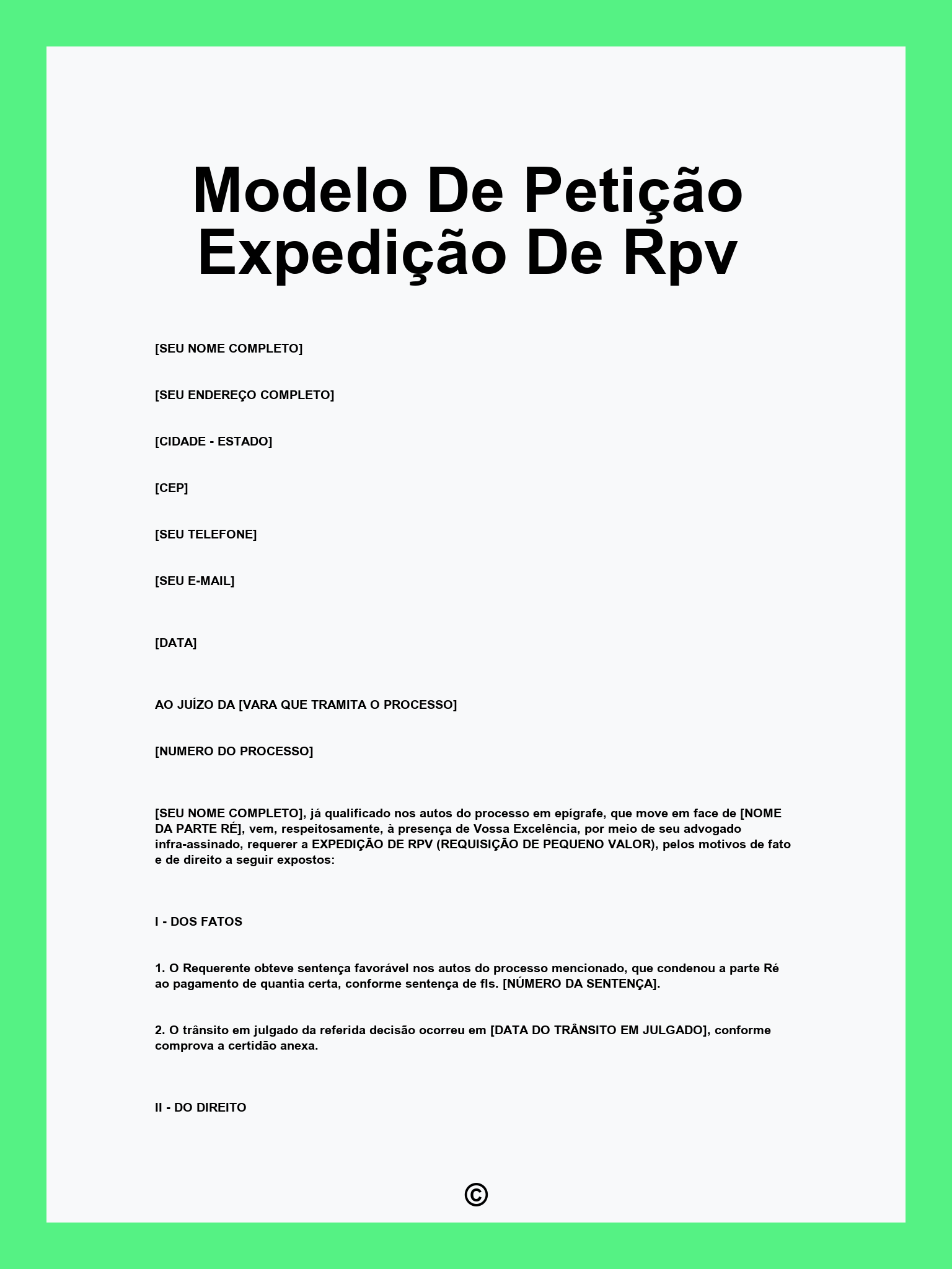 Modelo De Petição Expedição De Rpv