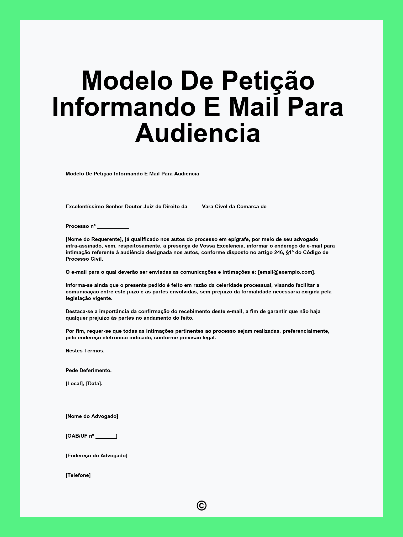 Modelo De Petição Informando E Mail Para Audiencia