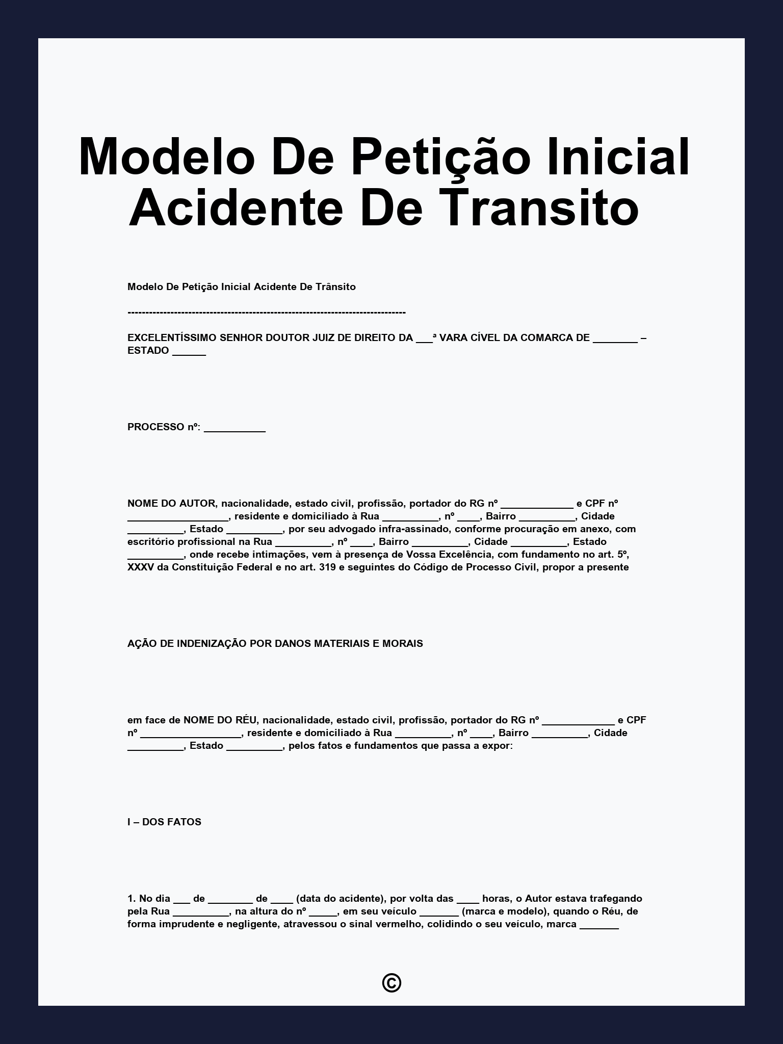 Modelo De Petição Inicial Acidente De Transito
