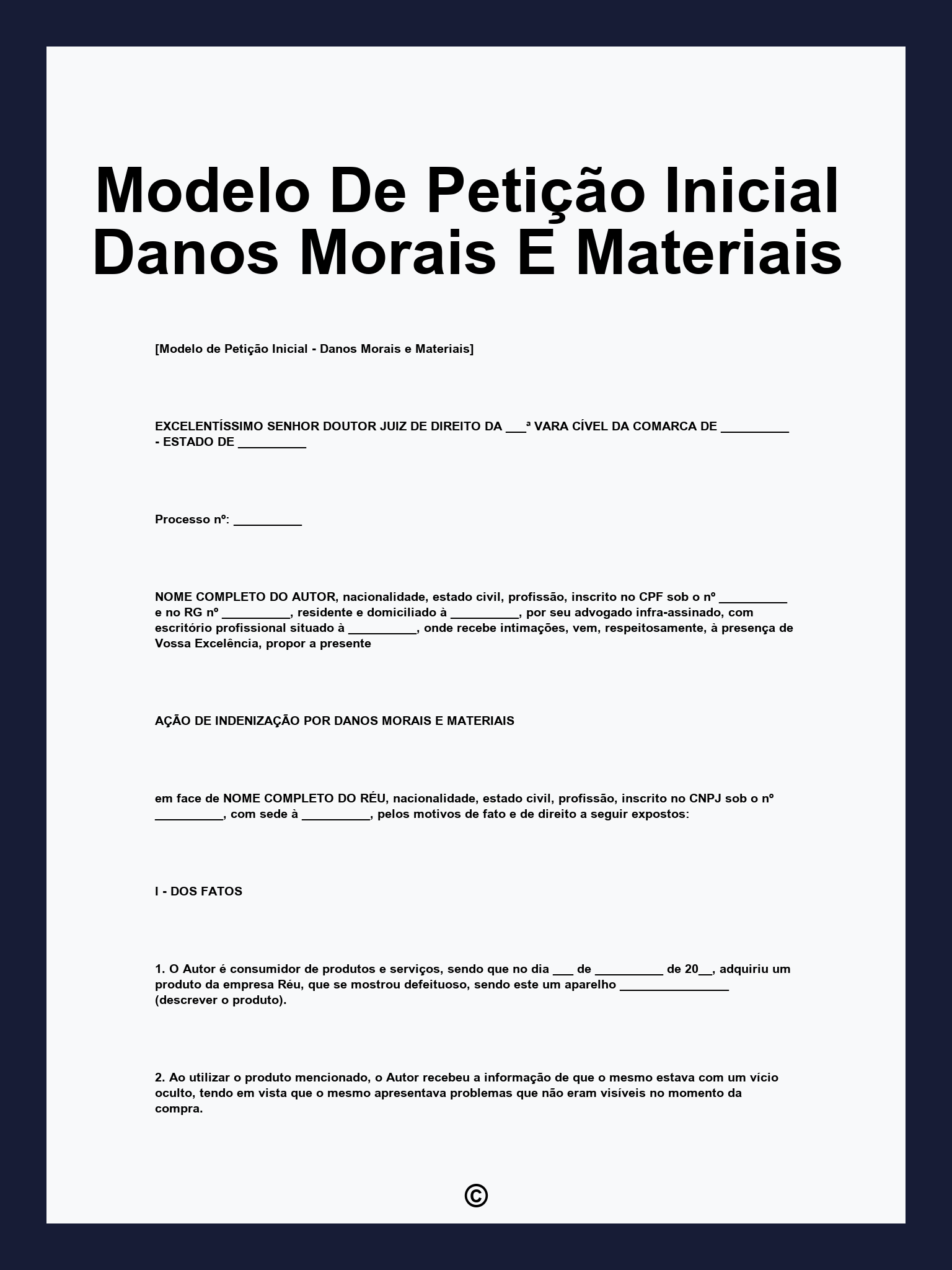 Modelo De Petição Inicial Danos Morais E Materiais