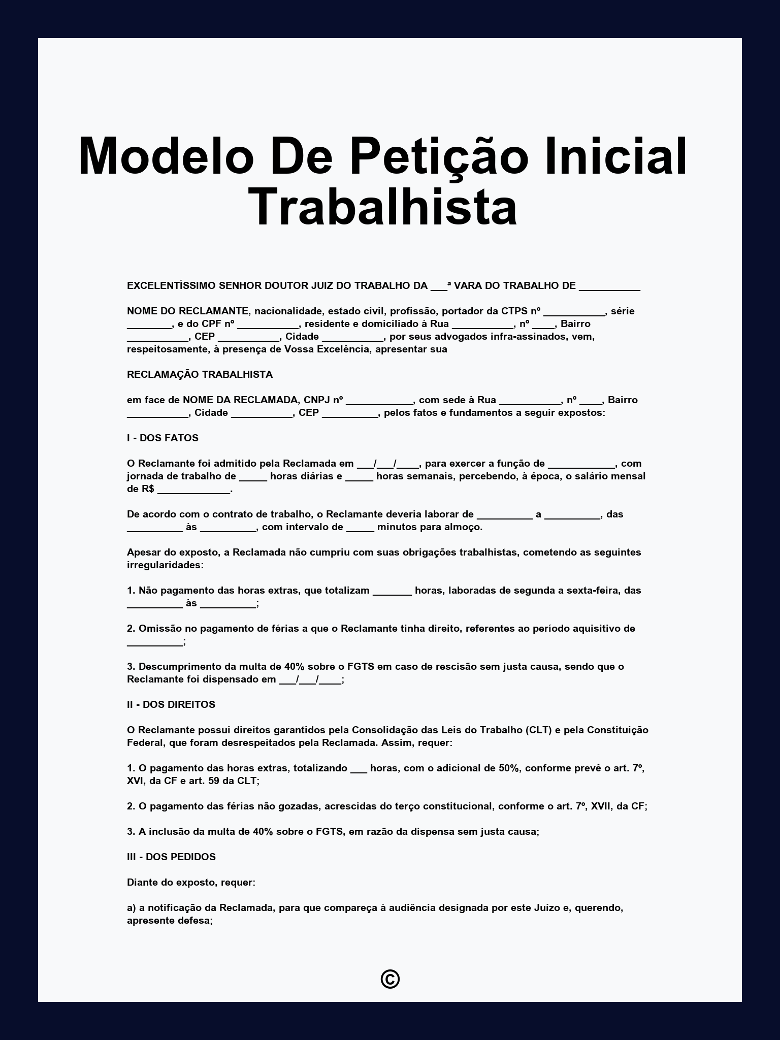 Modelo De Petição Inicial Trabalhista