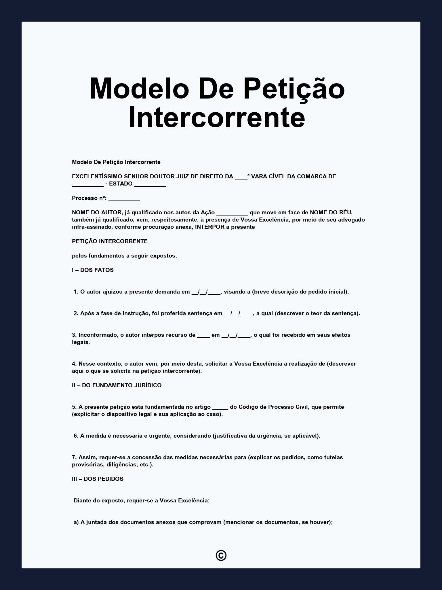 Modelo De Petição Intercorrente