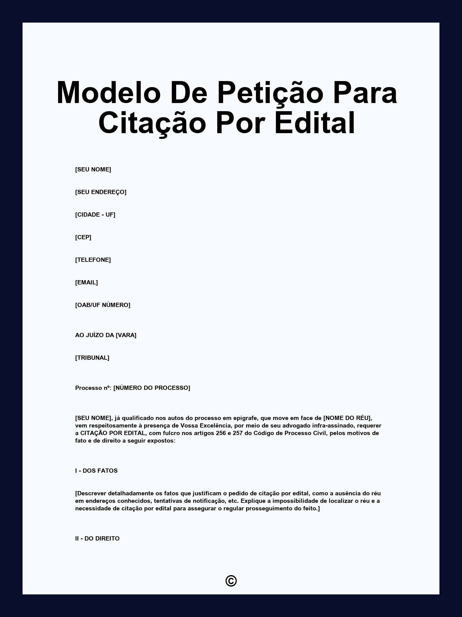 Modelo De Petição Para Citação Por Edital