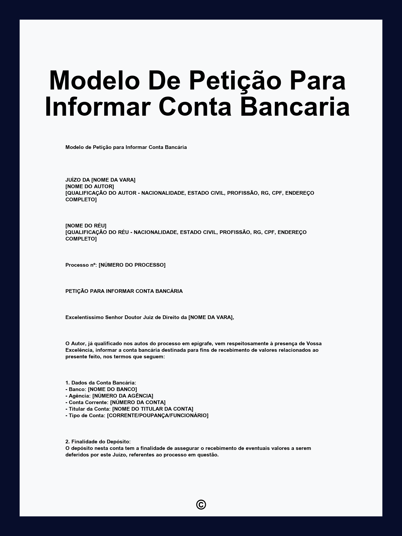 Modelo De Petição Para Informar Conta Bancaria
