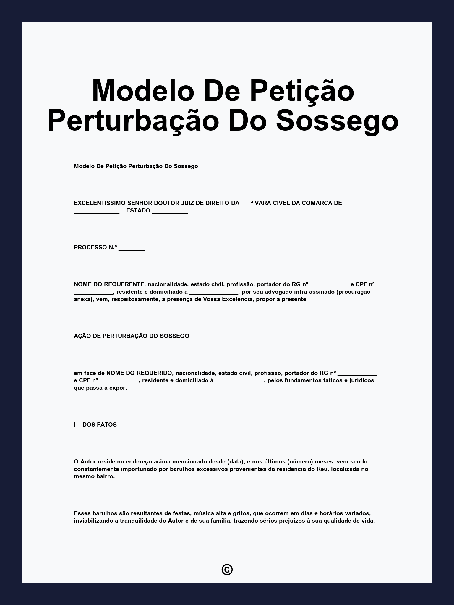 Modelo De Petição Perturbação Do Sossego