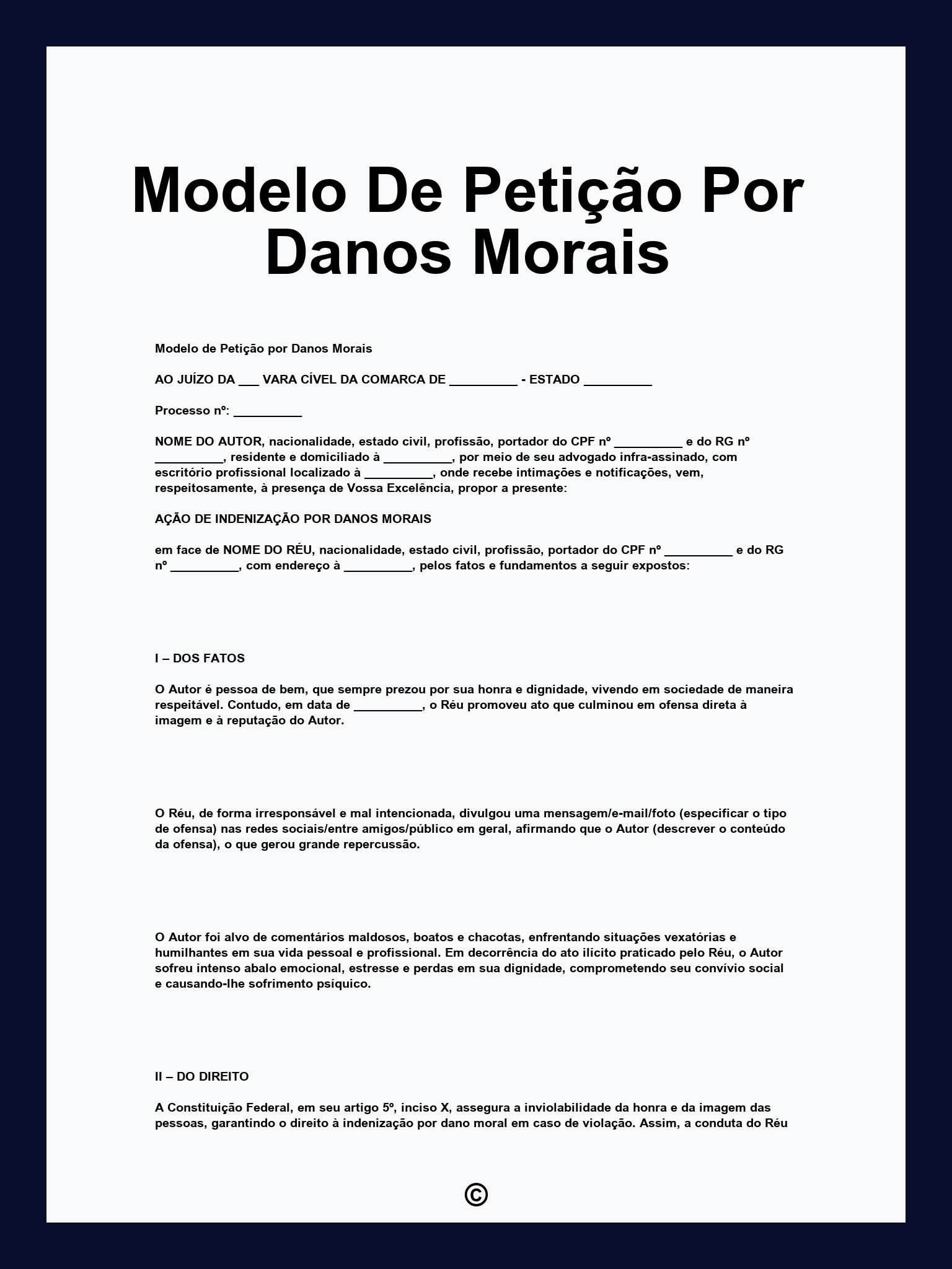 Modelo De Petição Por Danos Morais
