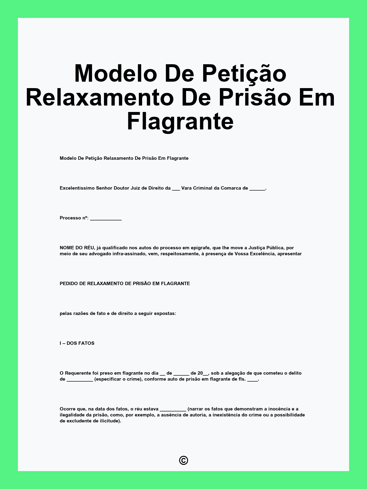 Modelo De Petição Relaxamento De Prisão Em Flagrante