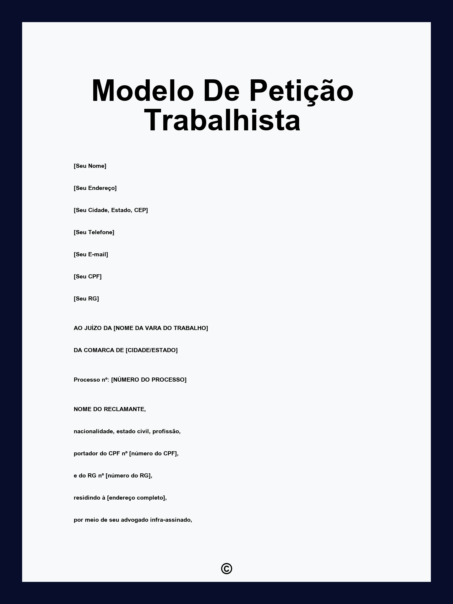 Modelo De Petição Trabalhista