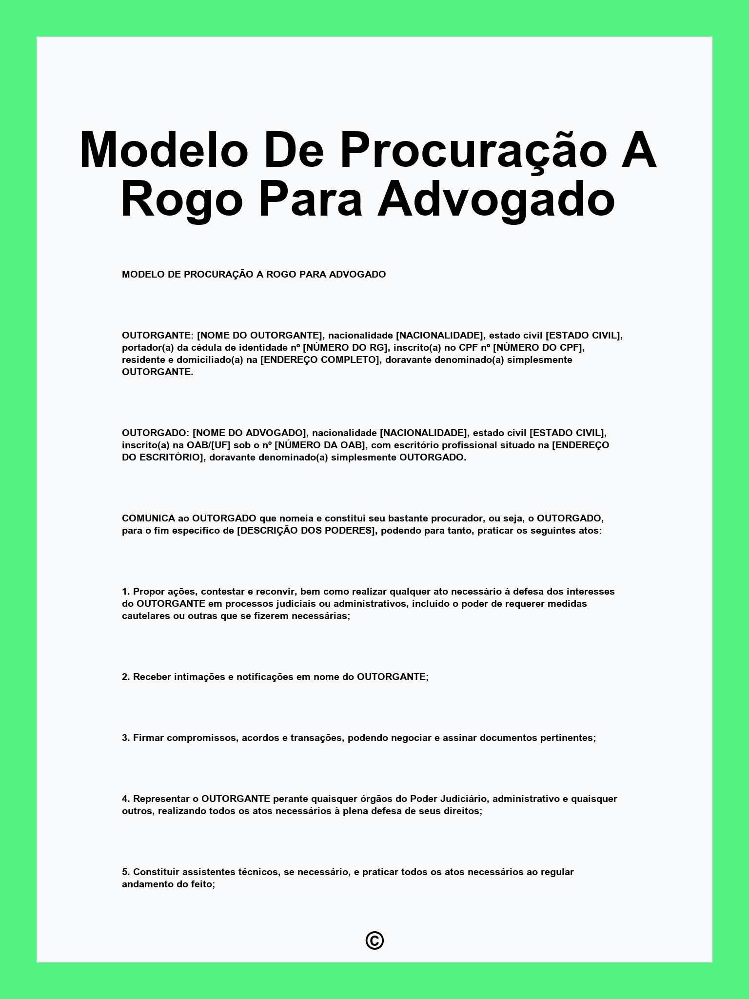 Modelo De Procuração A Rogo Para Advogado