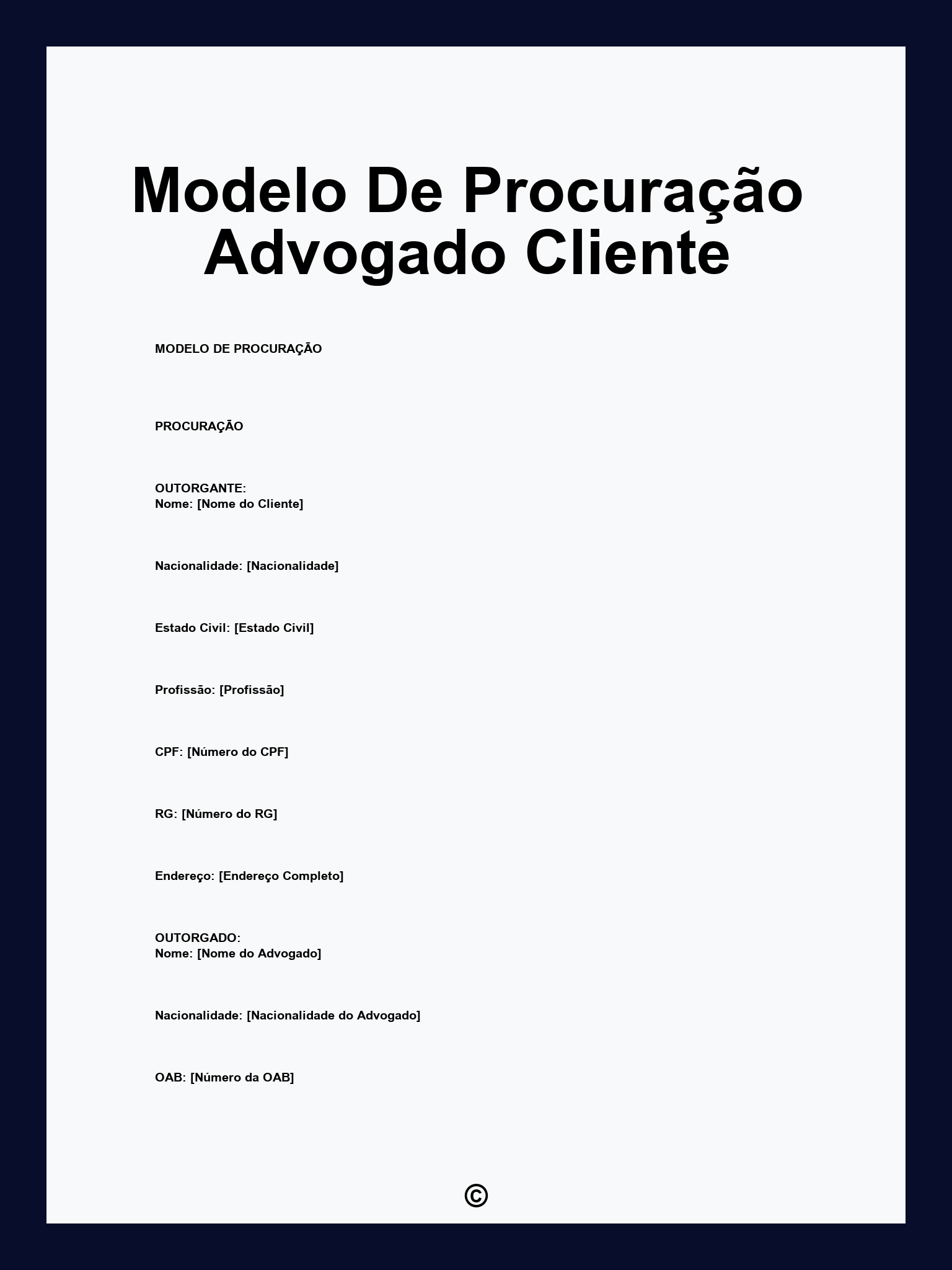 Modelo De Procuração Advogado Cliente