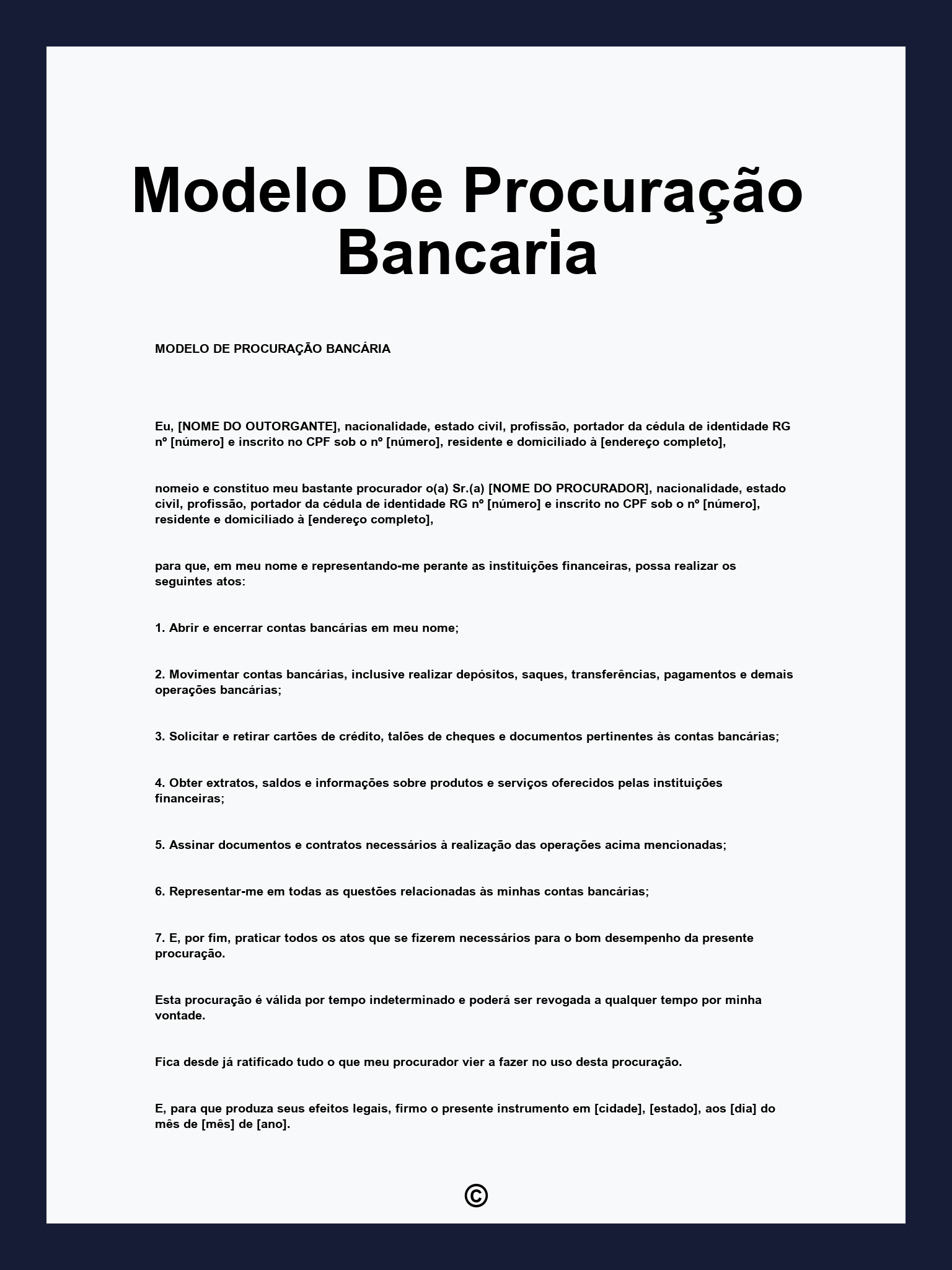 Modelo De Procuração Bancaria