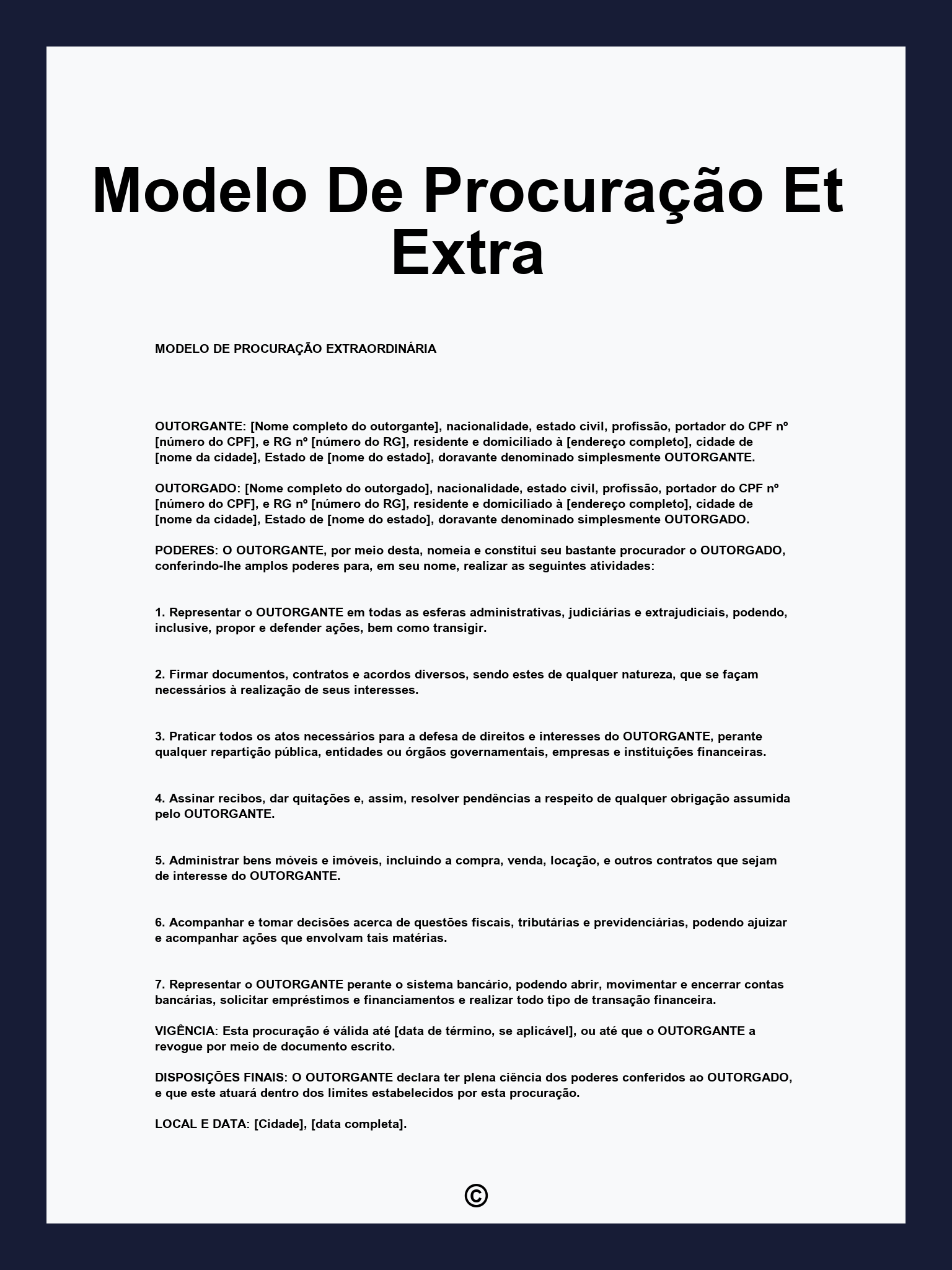 Modelo De Procuração Et Extra