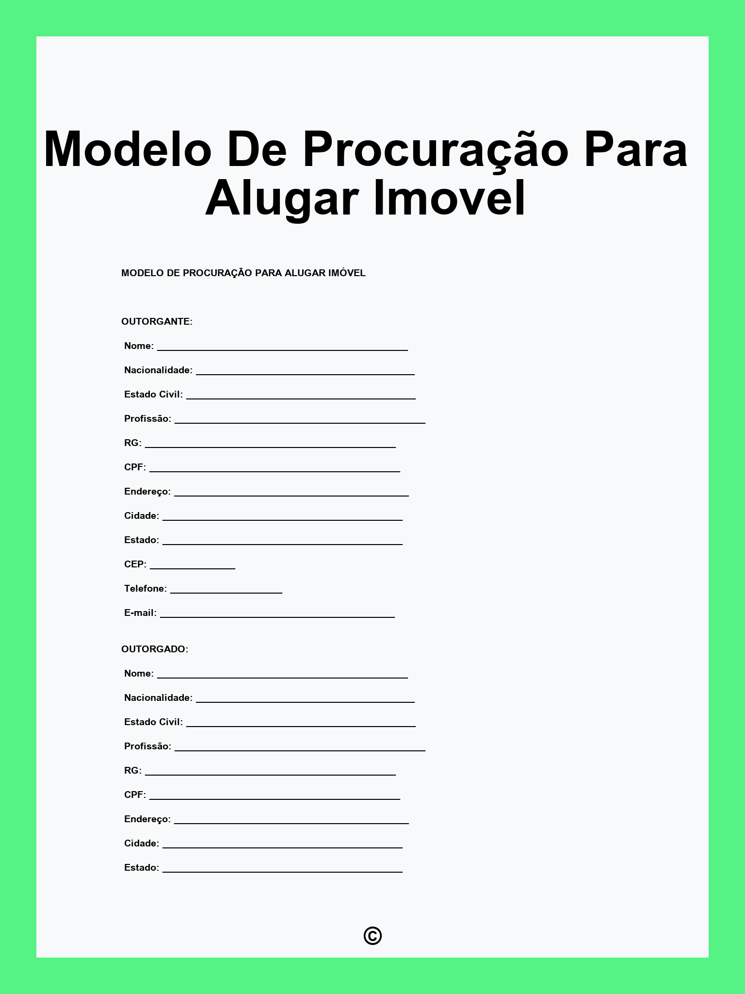 Modelo De Procuração Para Alugar Imovel