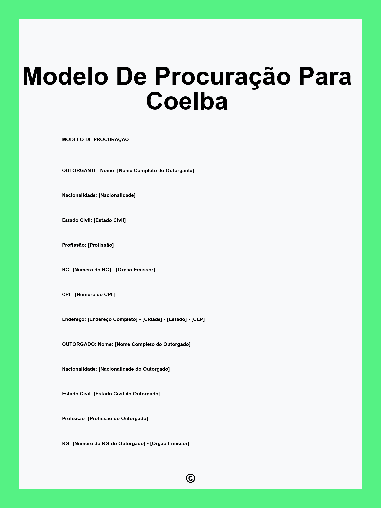 Modelo De Procuração Para Coelba