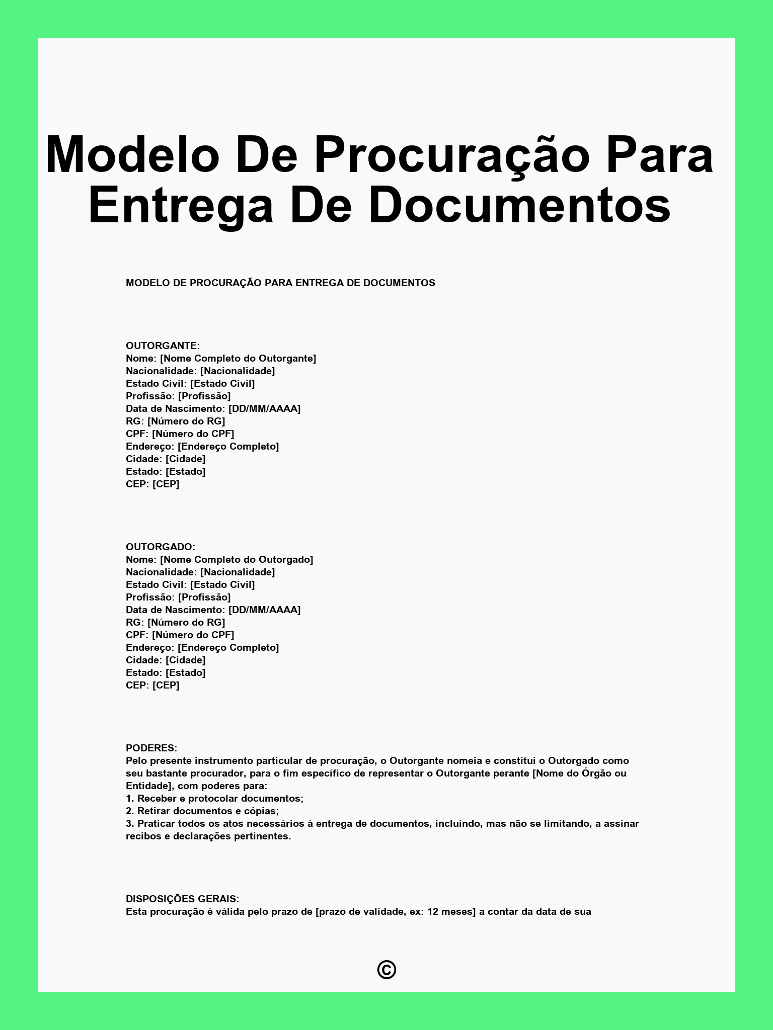 Modelo De Procuração Para Entrega De Documentos