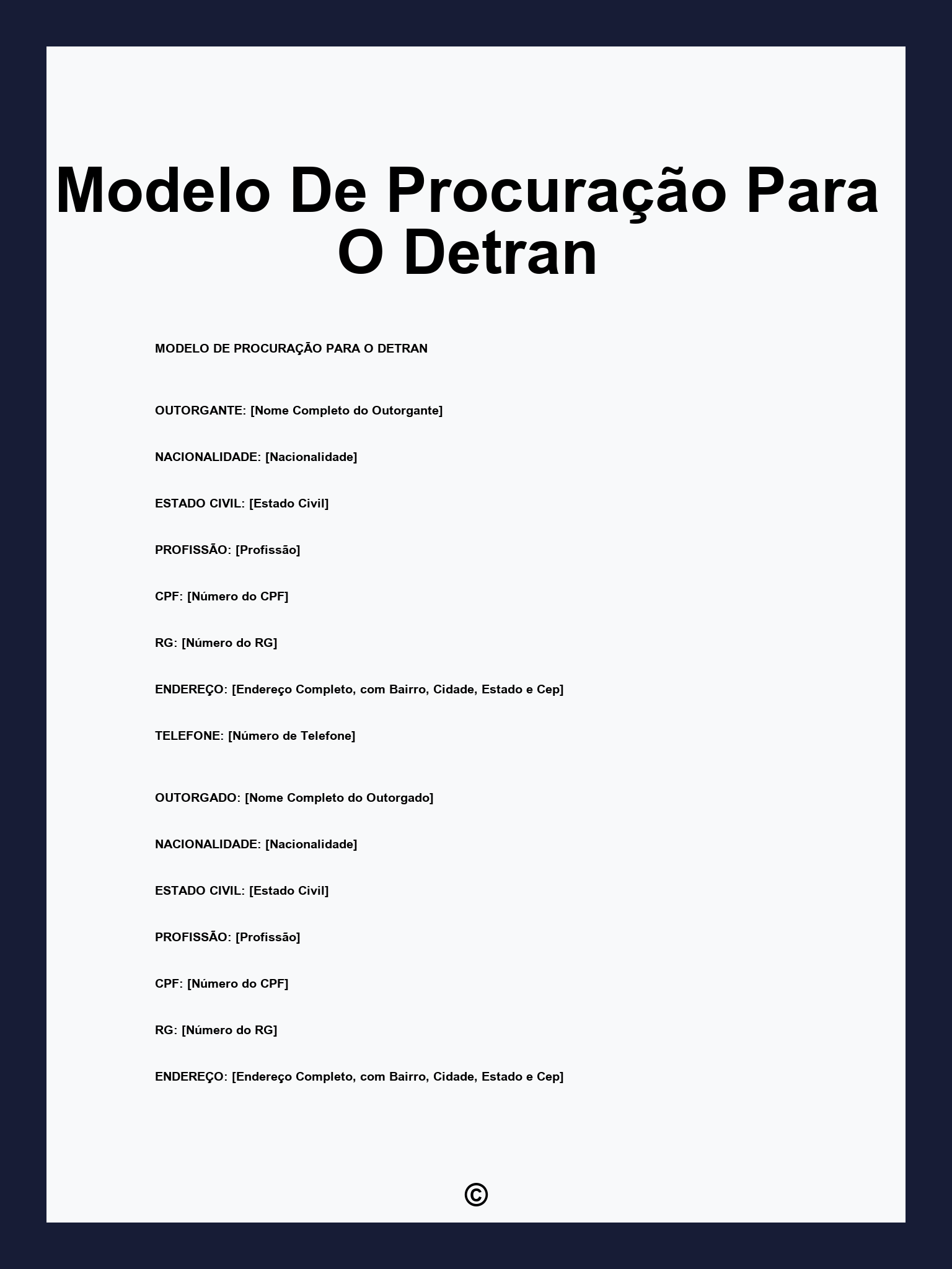 Modelo De Procuração Para O Detran