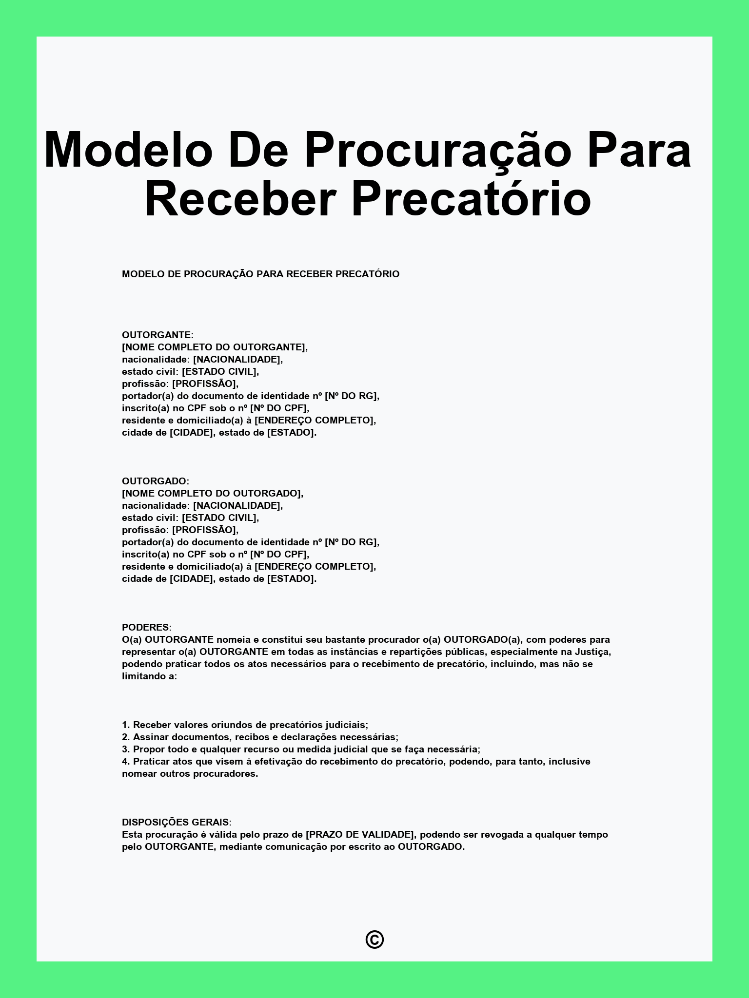 Modelo De Procuração Para Receber Precatório