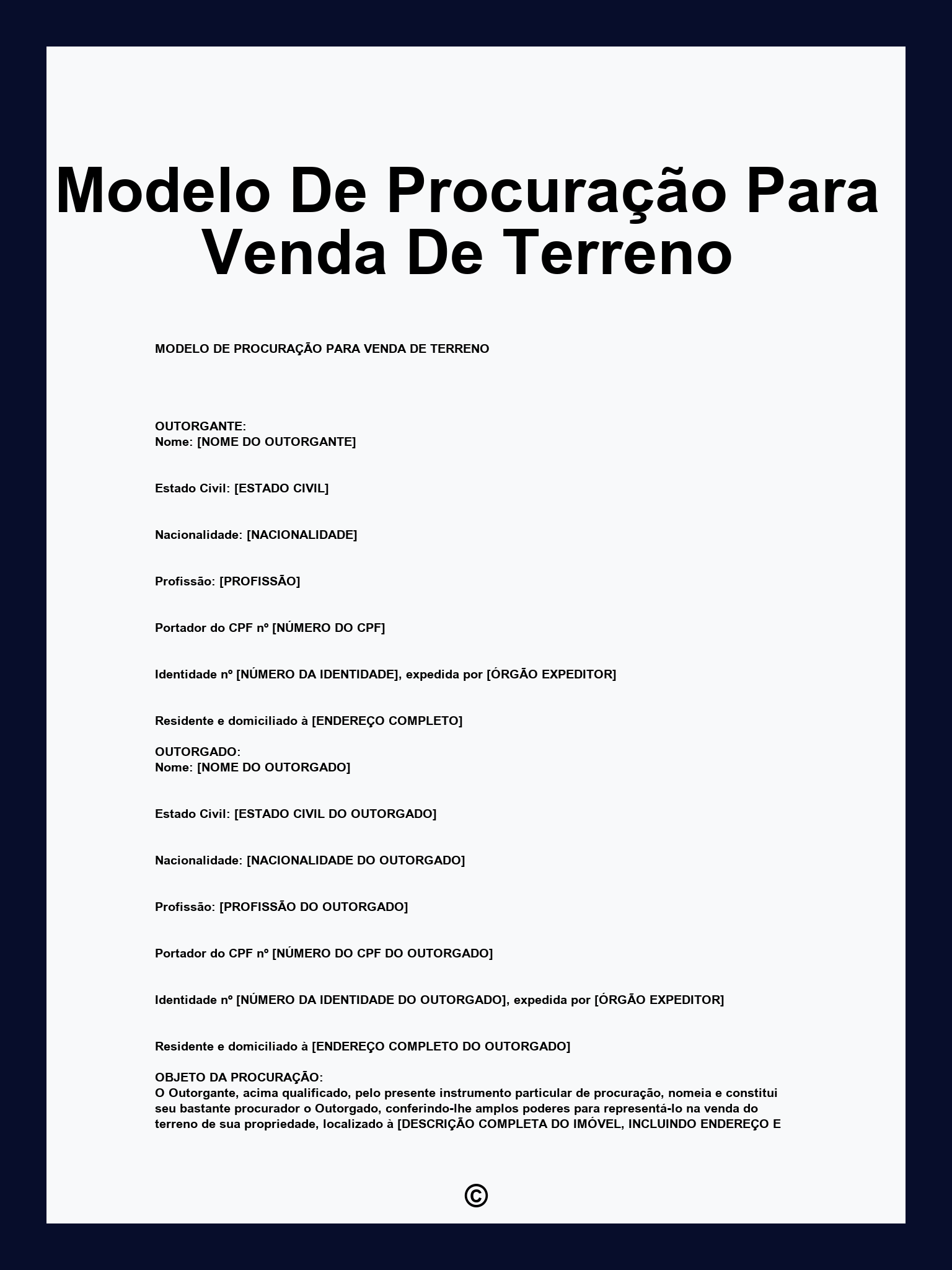 Modelo De Procuração Para Venda De Terreno
