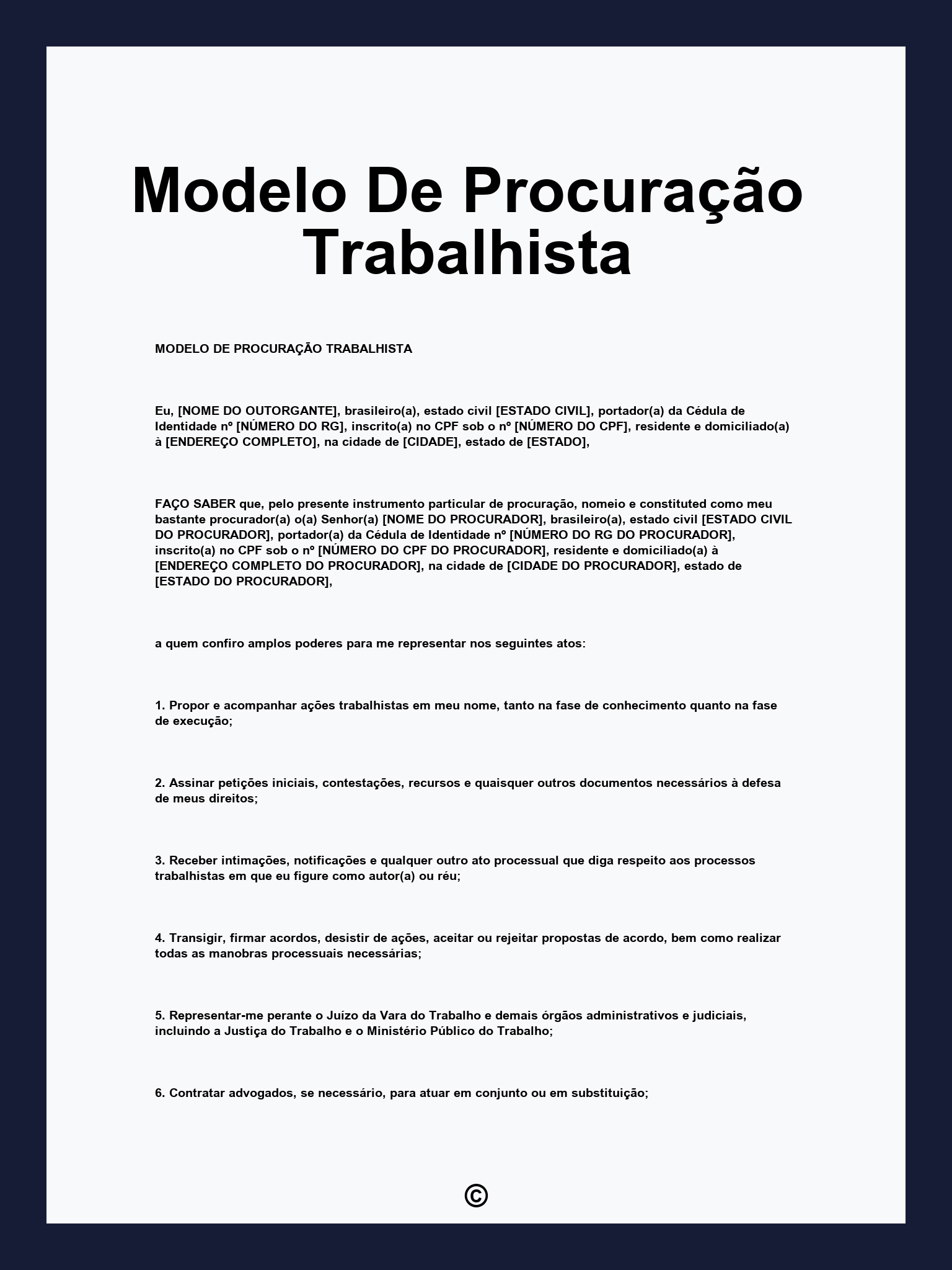 Modelo De Procuração Trabalhista