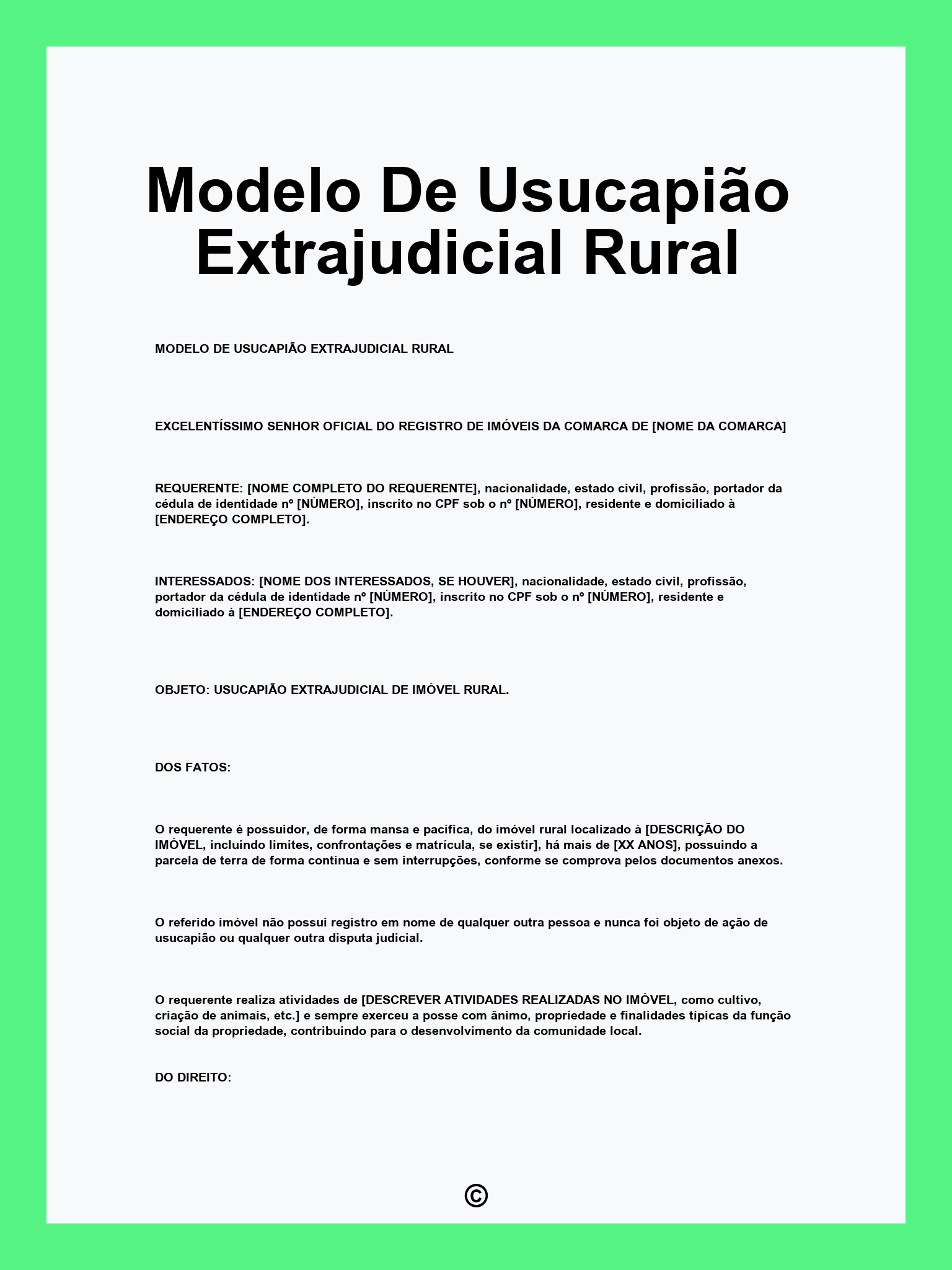 Modelo De Usucapião Extrajudicial Rural