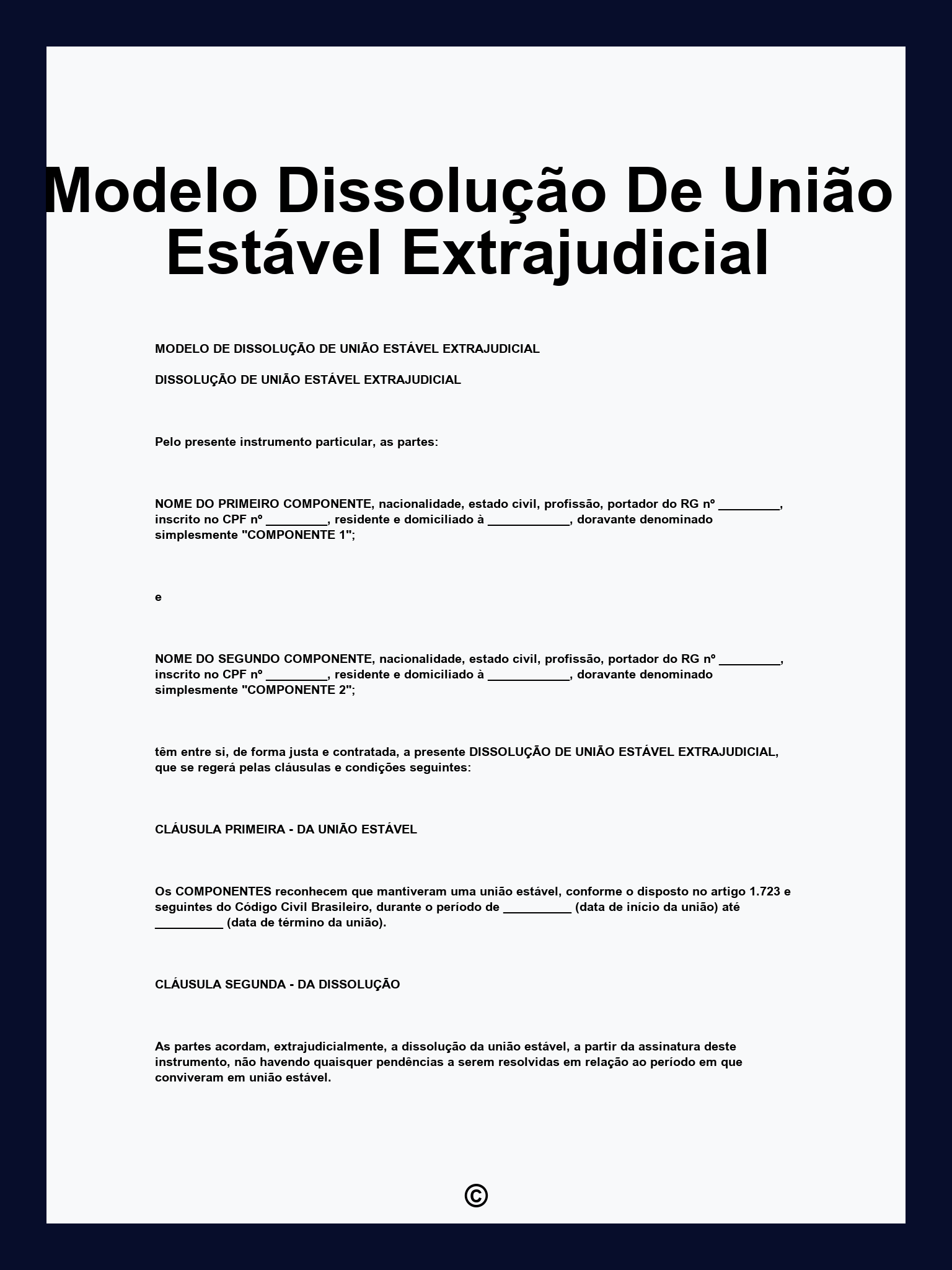 Modelo Dissolução De União Estável Extrajudicial
