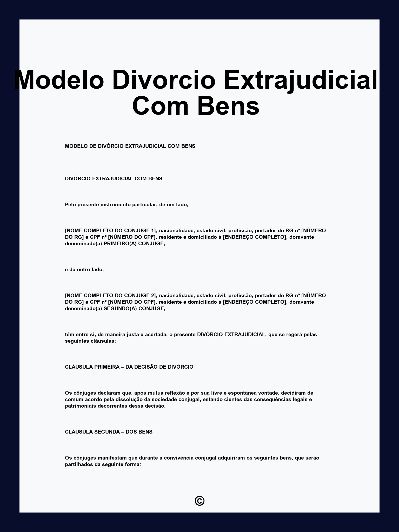 Modelo Divorcio Extrajudicial Com Bens