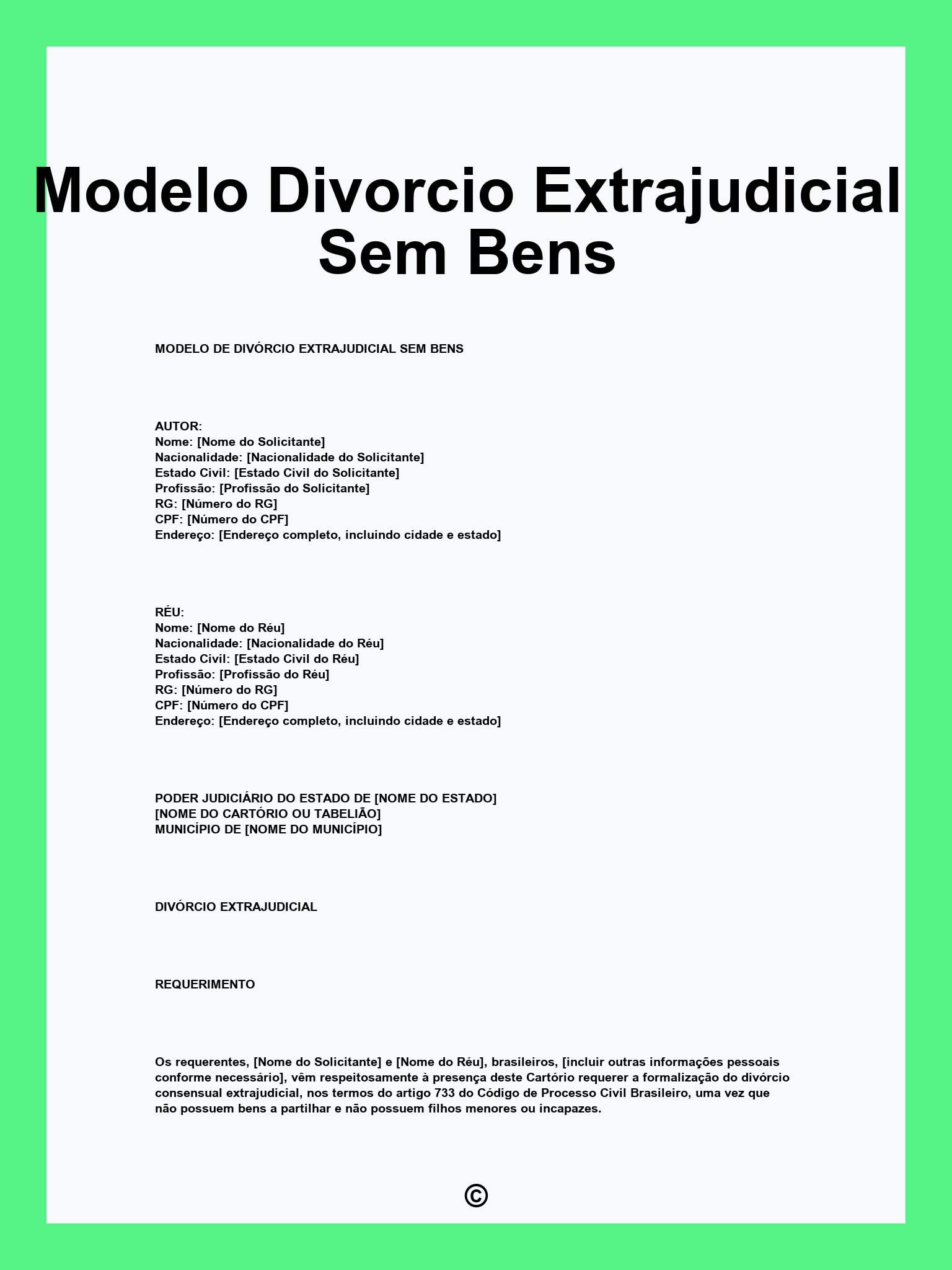 Modelo Divorcio Extrajudicial Sem Bens