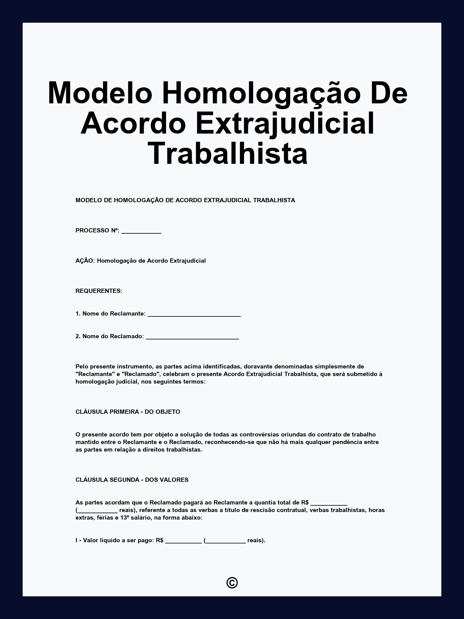 Modelo Homologação De Acordo Extrajudicial Trabalhista