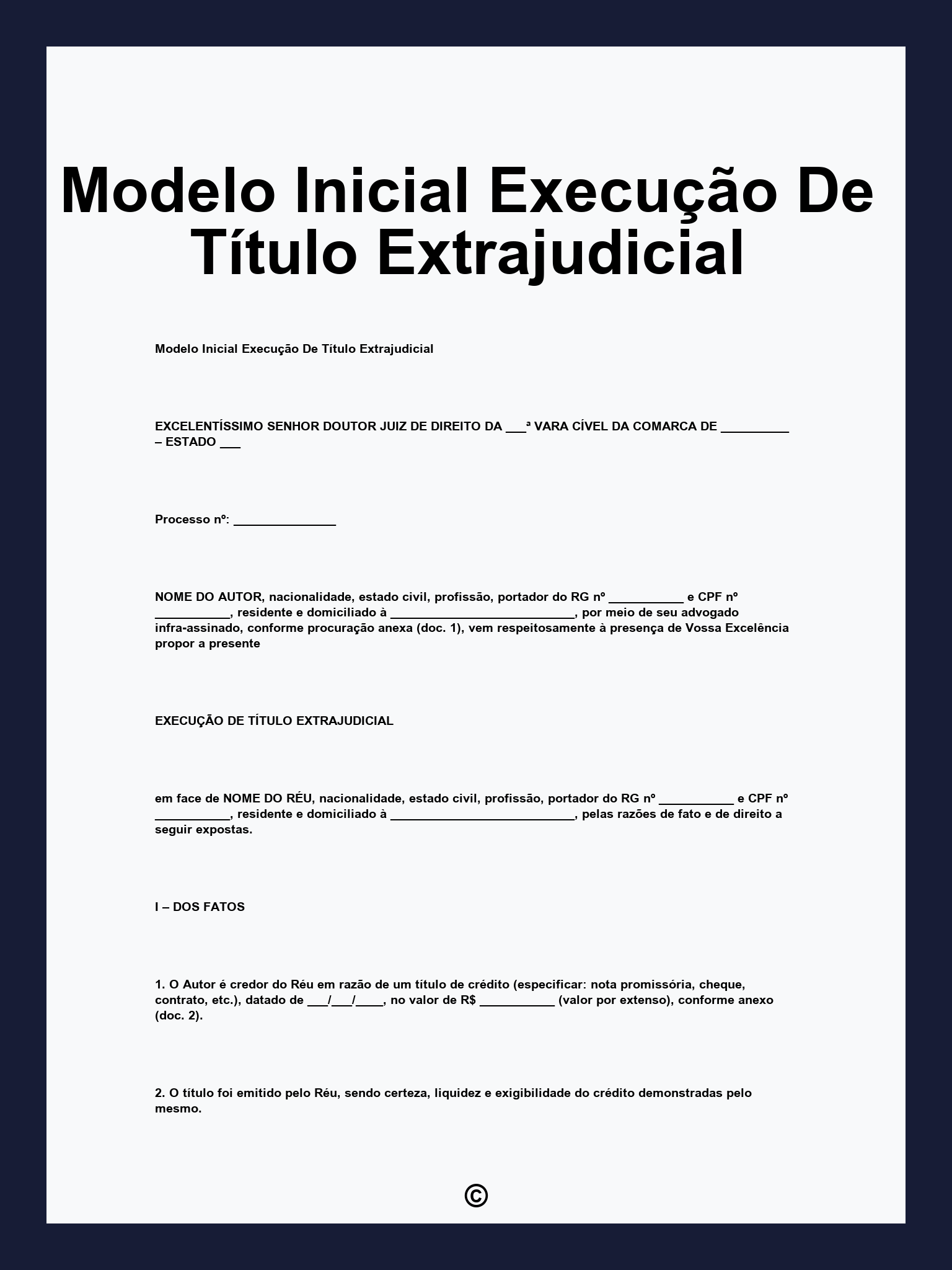 Modelo Inicial Execução De Título Extrajudicial