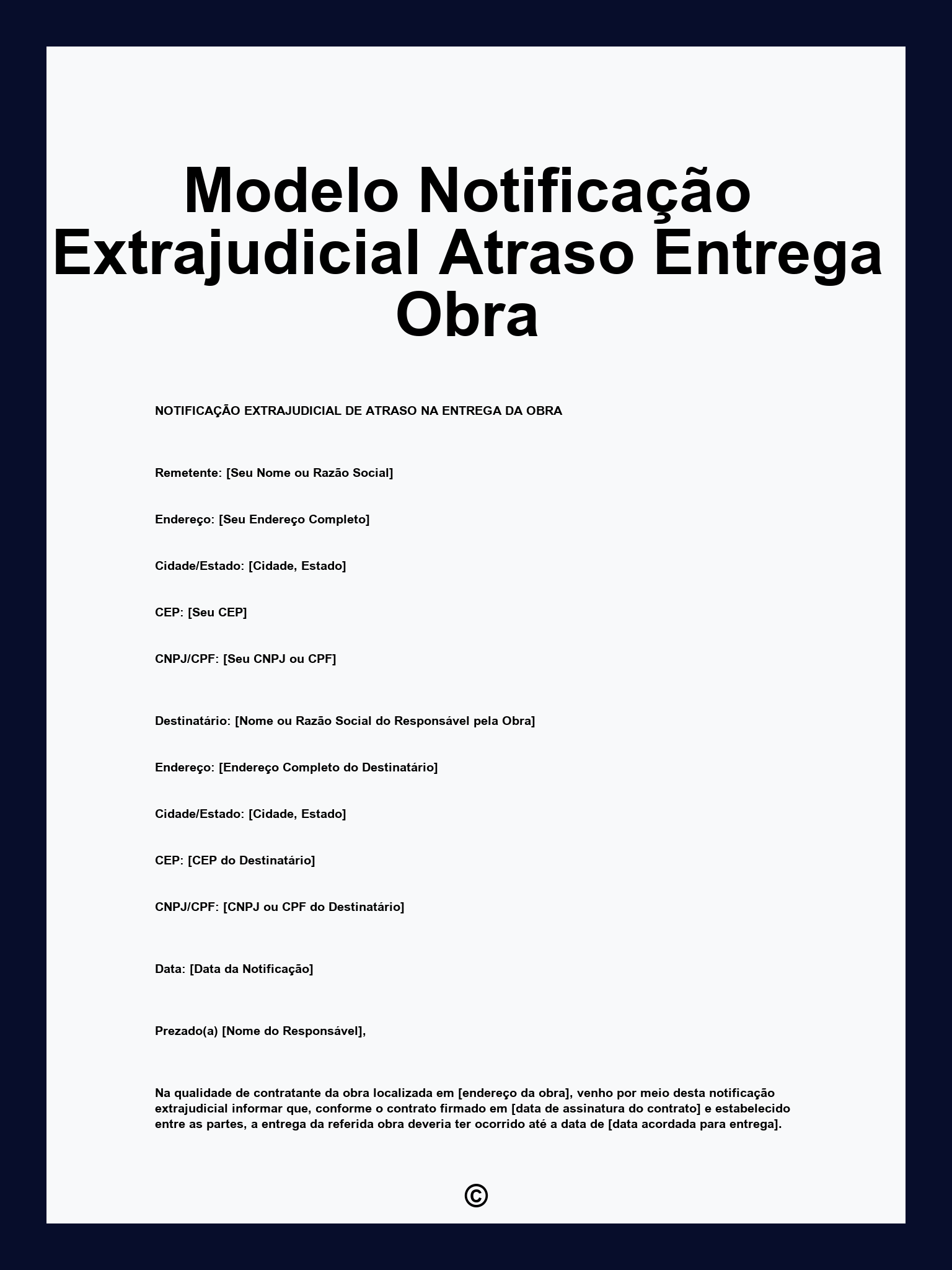 Modelo Notificação Extrajudicial Atraso Entrega Obra