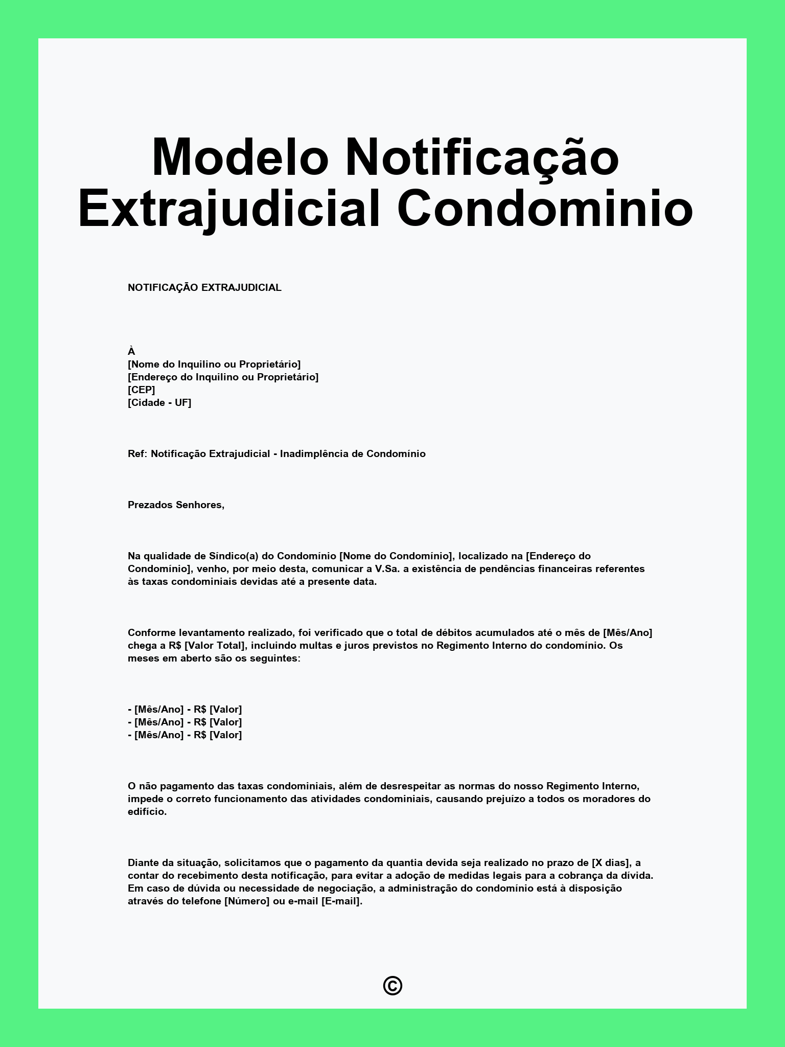 Modelo Notificação Extrajudicial Condominio