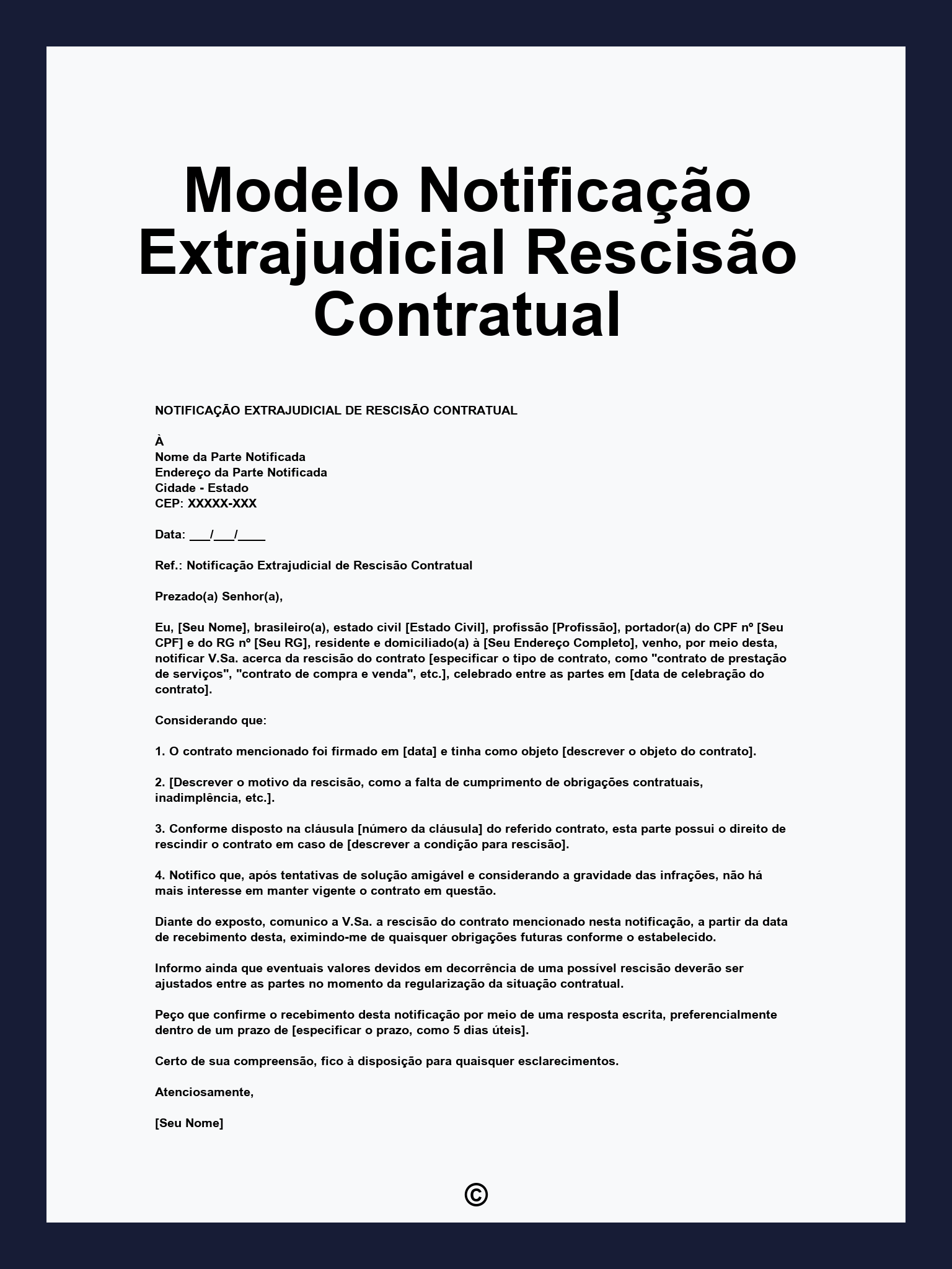 Modelo Notificação Extrajudicial Rescisão Contratual